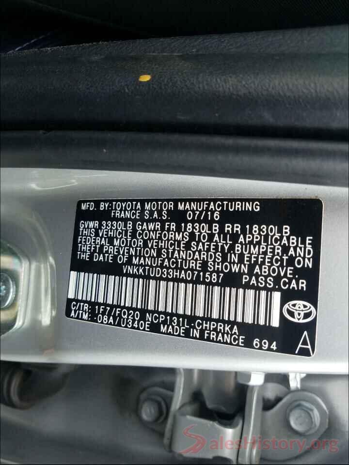 VNKKTUD33HA071587 2017 TOYOTA YARIS