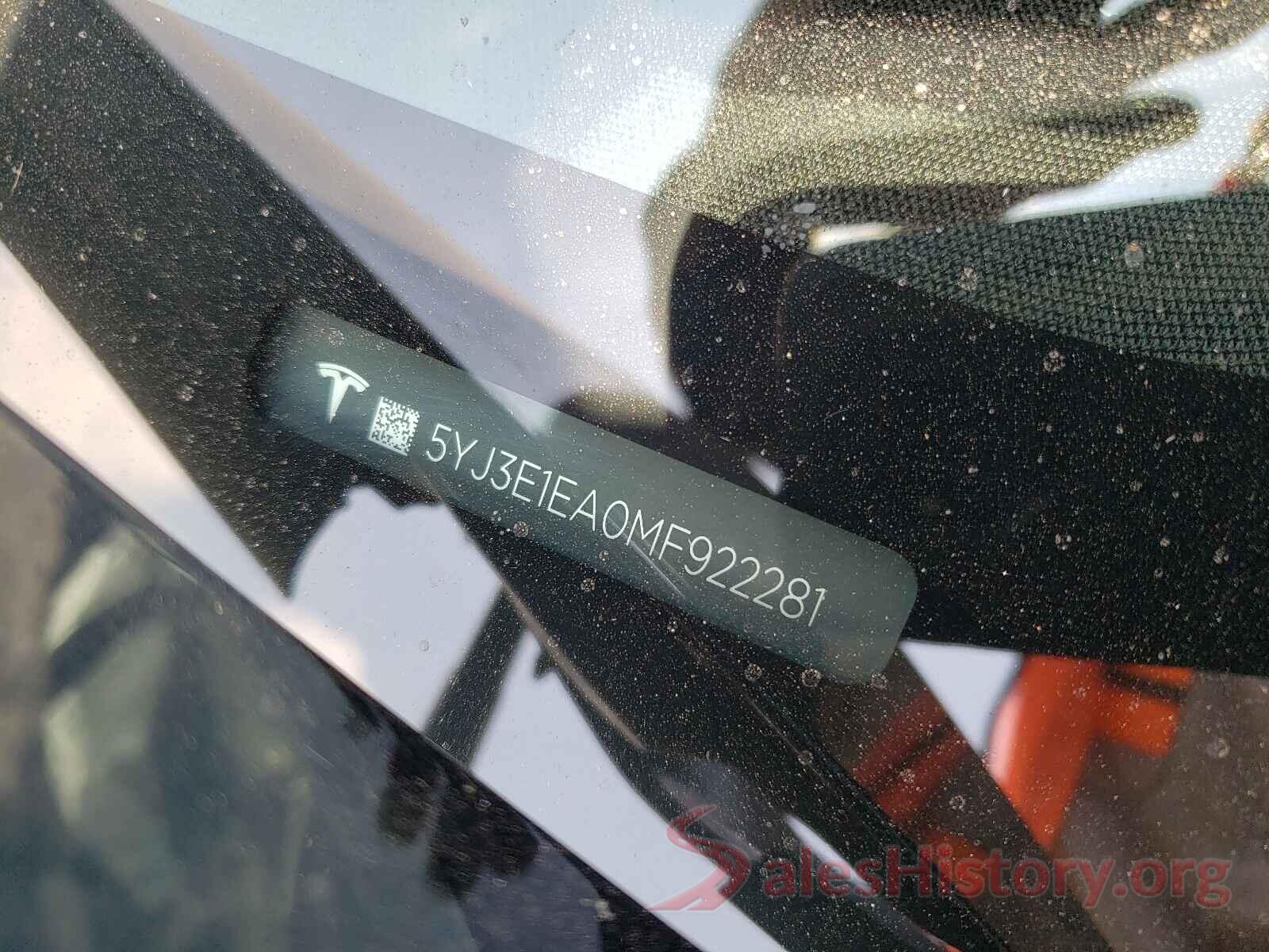 5YJ3E1EA0MF922281 2021 TESLA MODEL 3