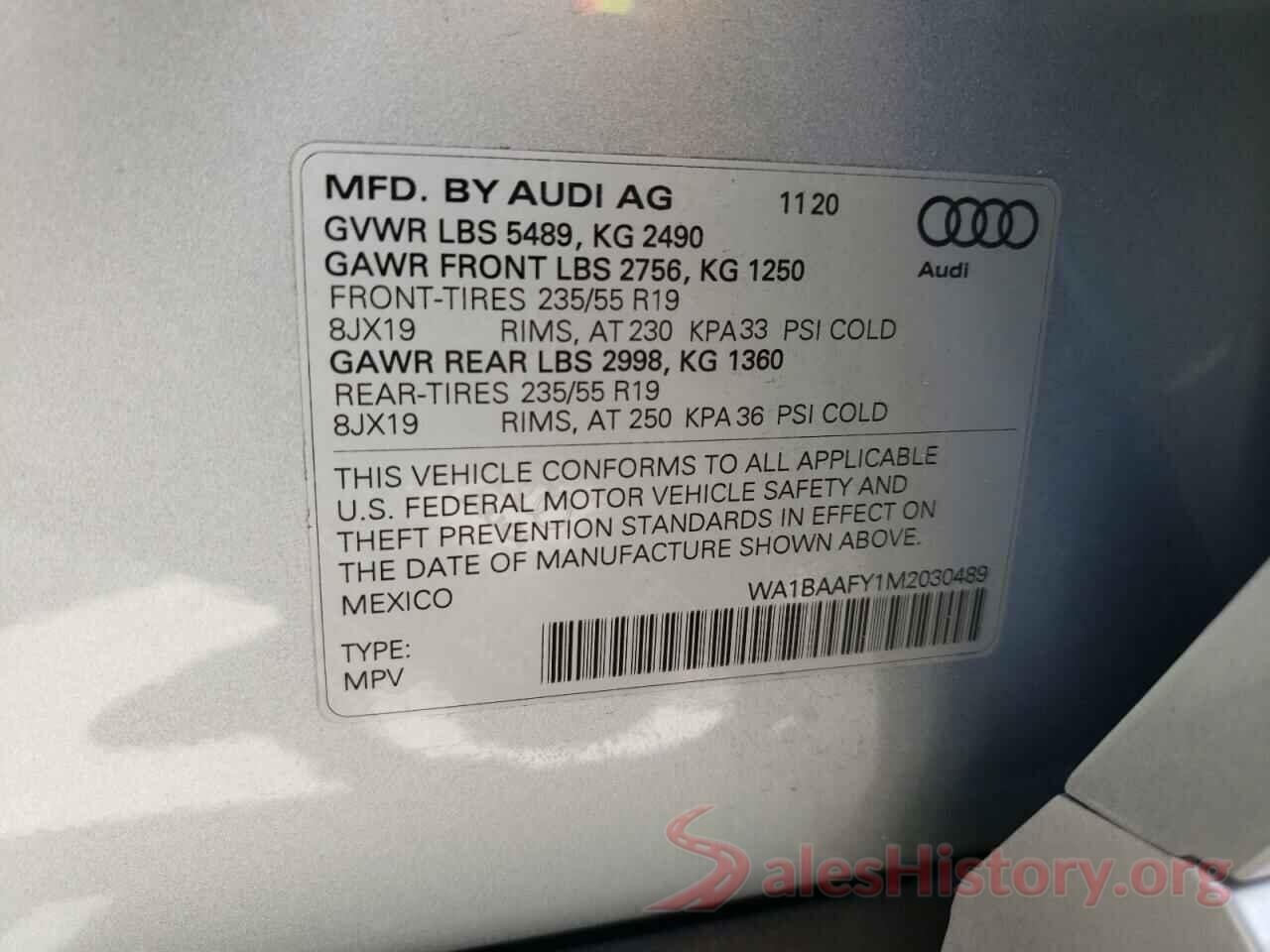 WA1BAAFY1M2030489 2021 AUDI Q5