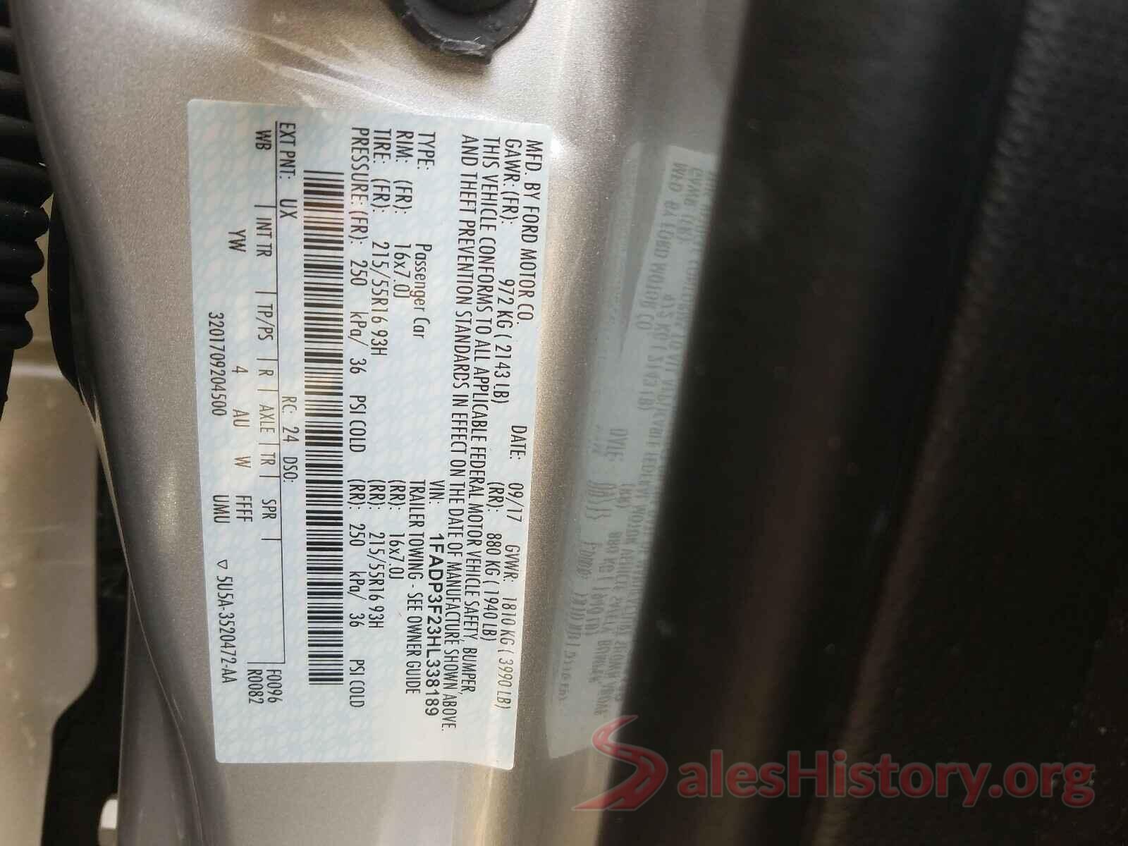 1FADP3F23HL338189 2017 FORD FOCUS