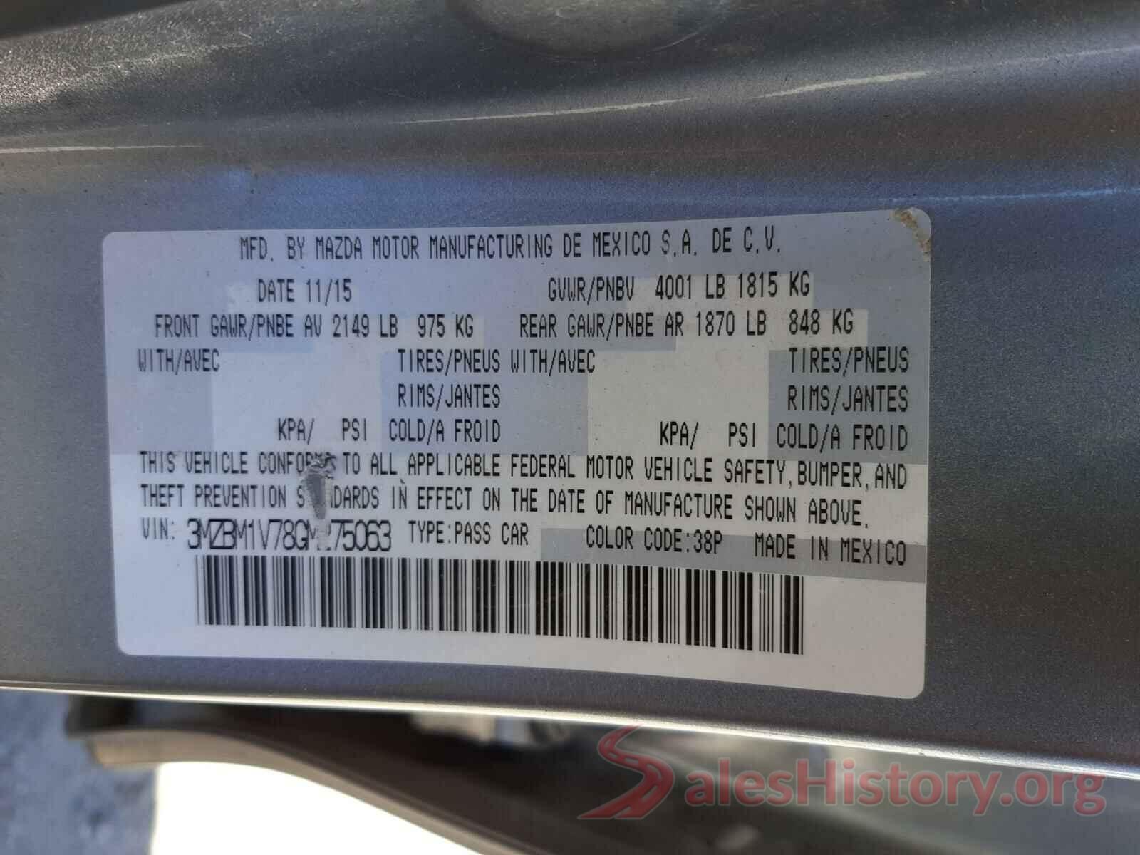 3MZBM1V78GM275063 2016 MAZDA 3