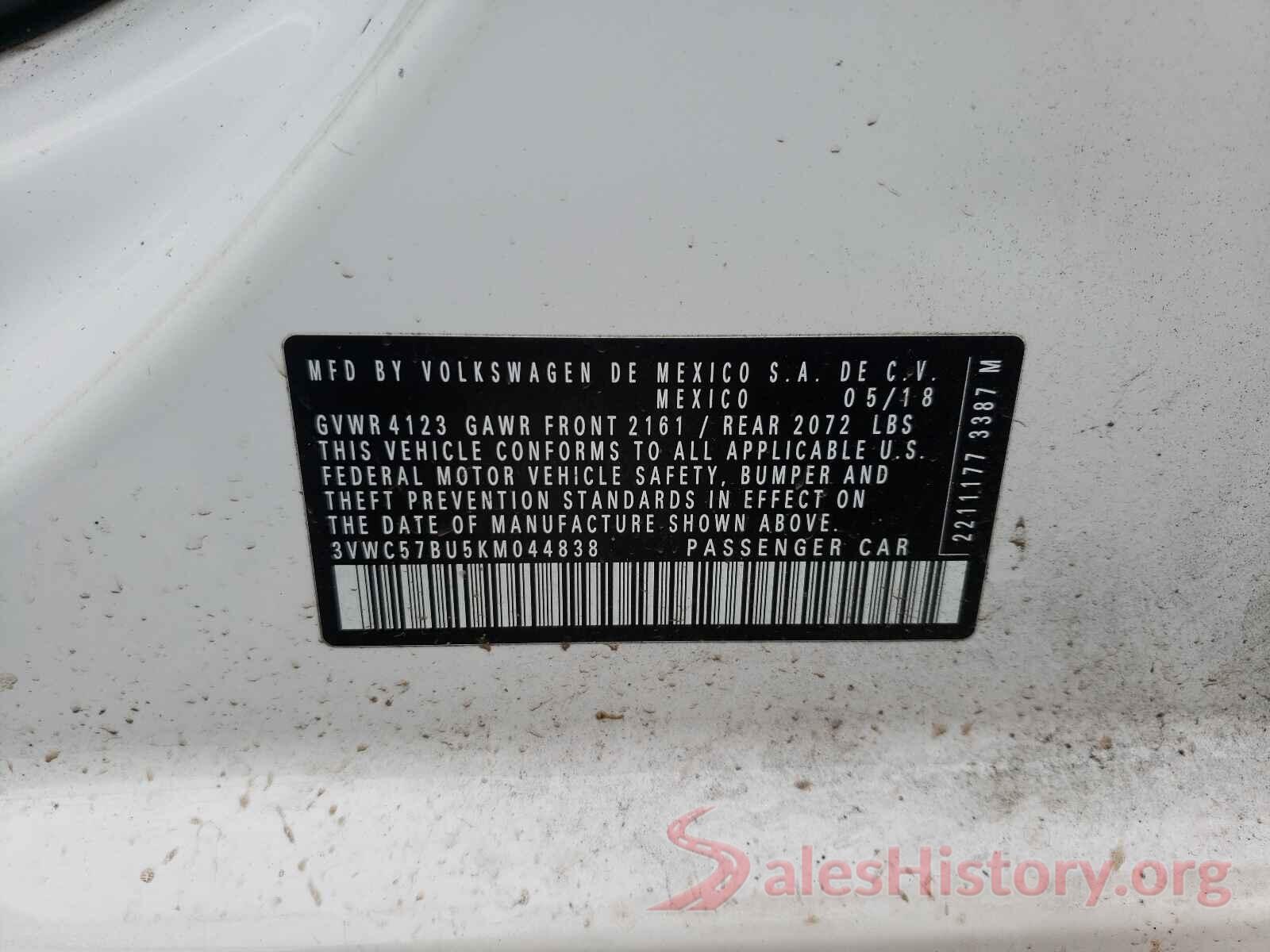 3VWC57BU5KM044838 2019 VOLKSWAGEN JETTA