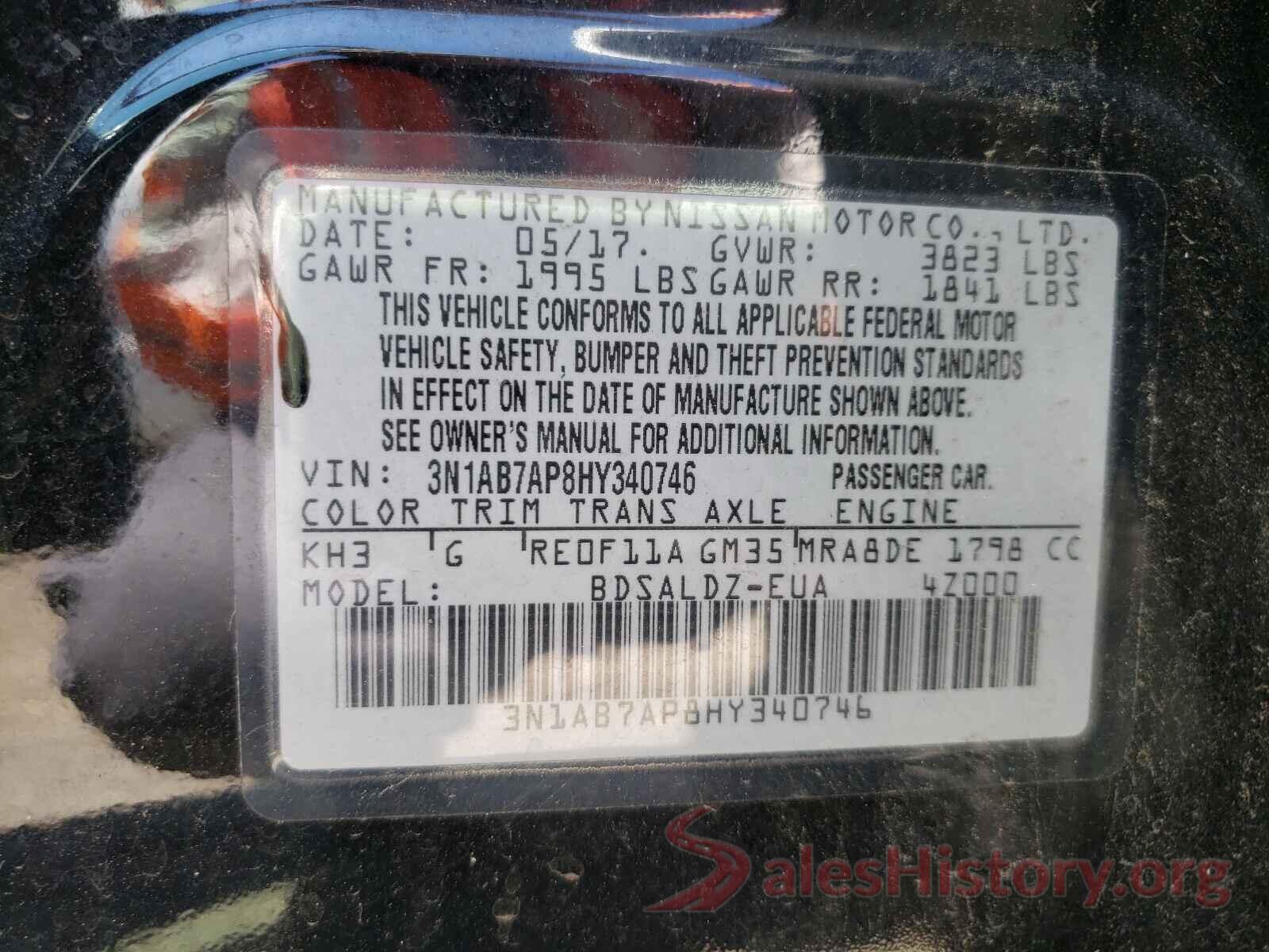 3N1AB7AP8HY340746 2017 NISSAN SENTRA