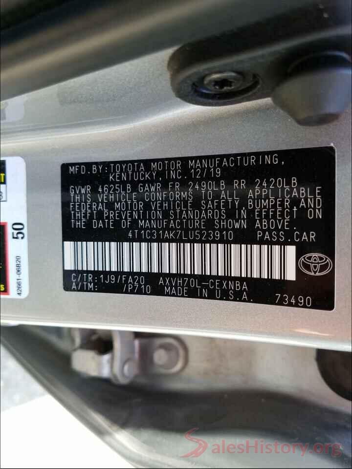 4T1C31AK7LU523910 2020 TOYOTA CAMRY