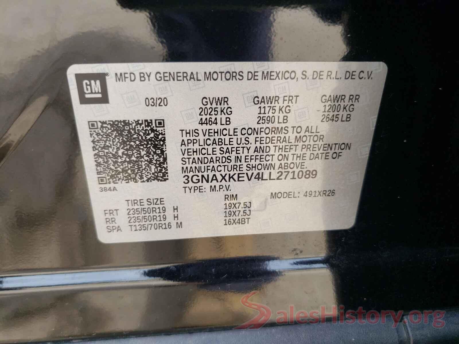 3GNAXKEV4LL271089 2020 CHEVROLET EQUINOX