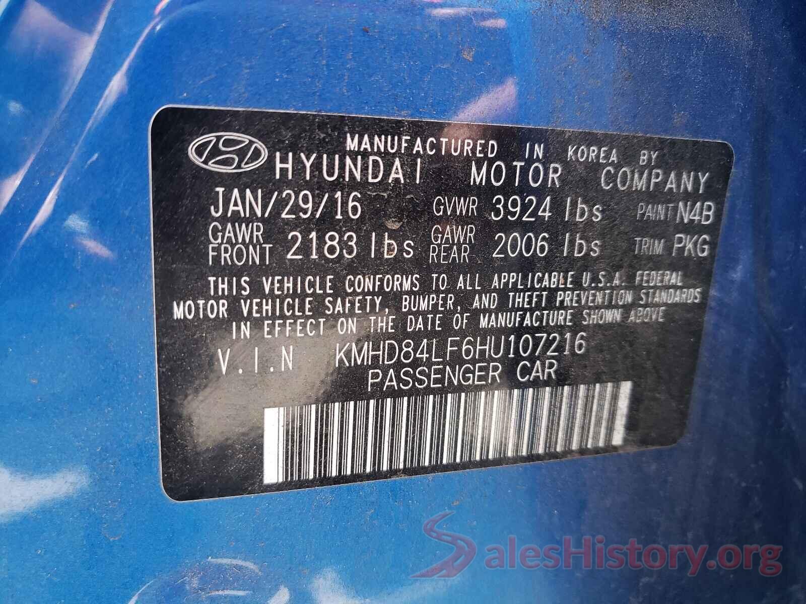 KMHD84LF6HU107216 2017 HYUNDAI ELANTRA