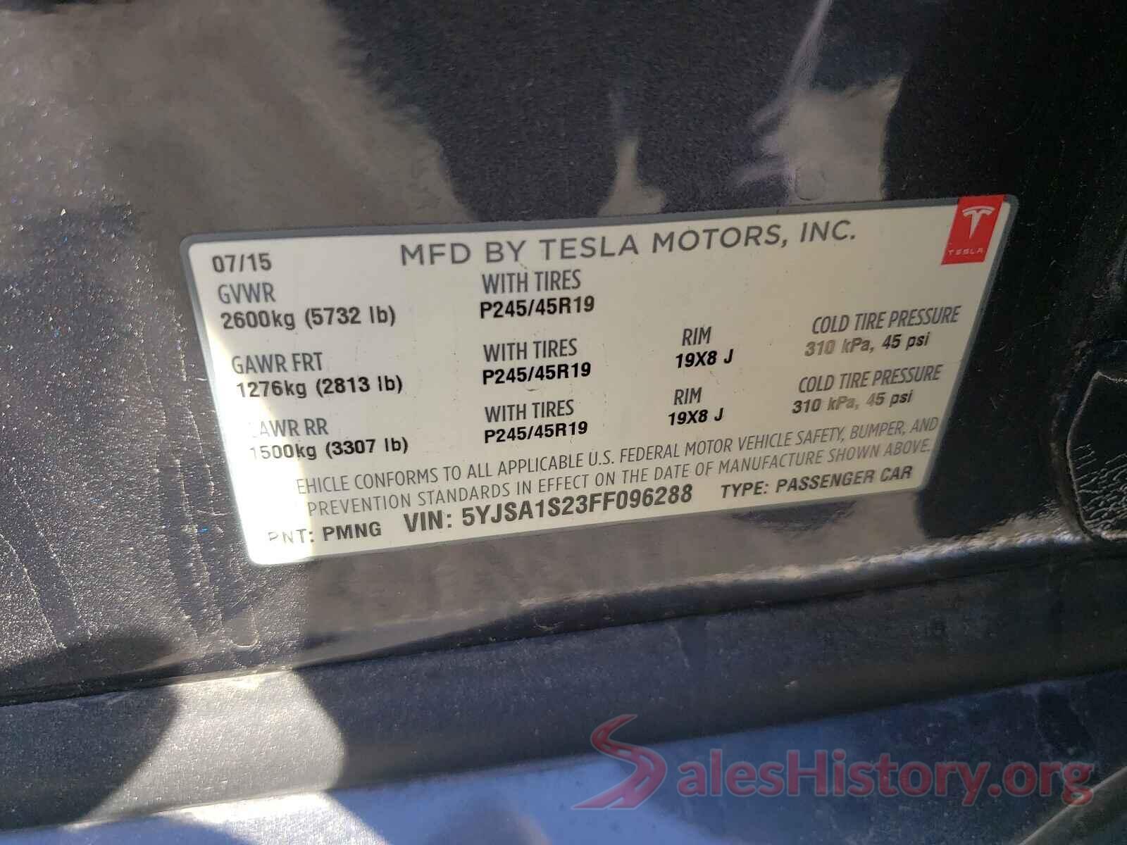 5YJSA1S23FF096288 2015 TESLA MODEL S