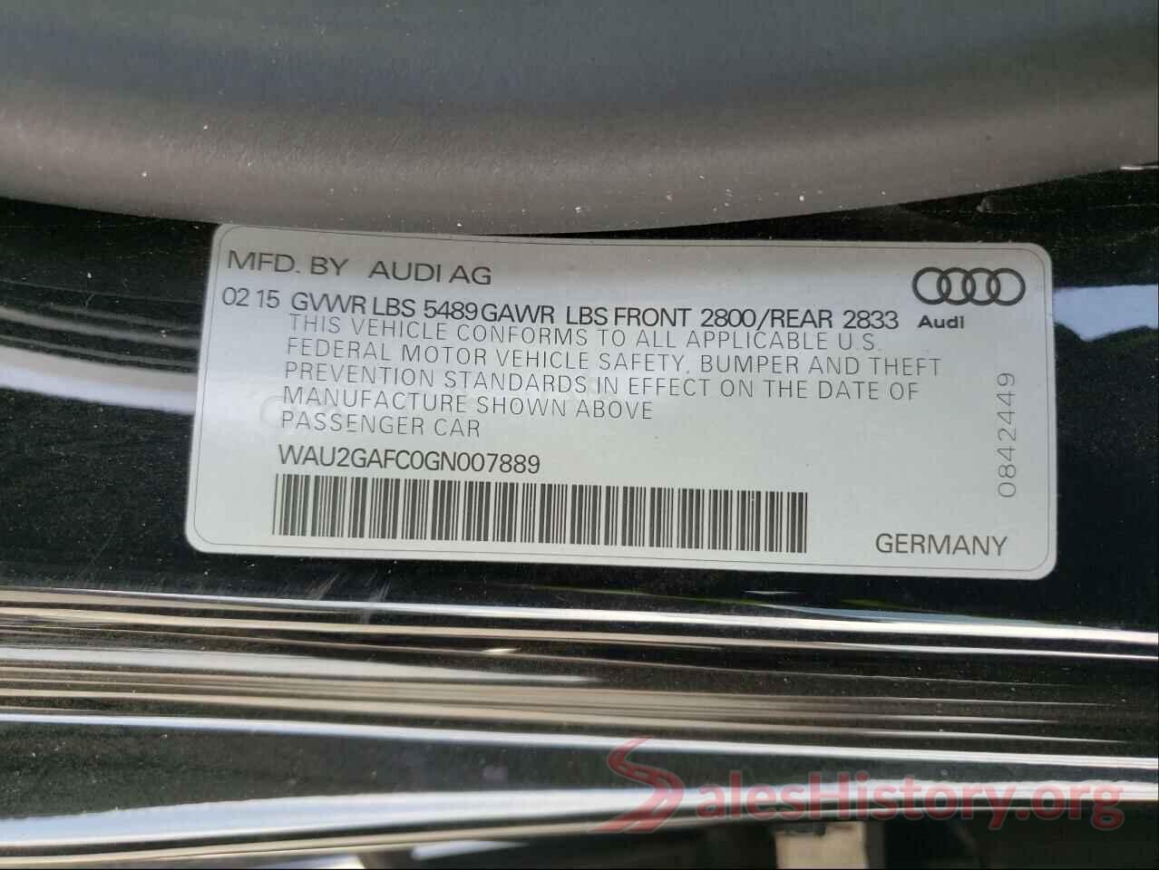 WAU2GAFC0GN007889 2016 AUDI A7