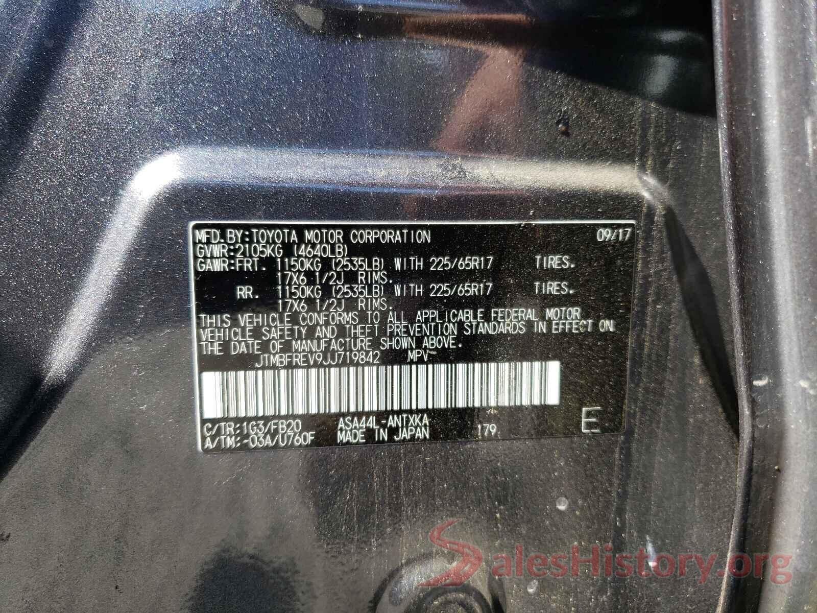 JTMBFREV9JJ719842 2018 TOYOTA RAV4