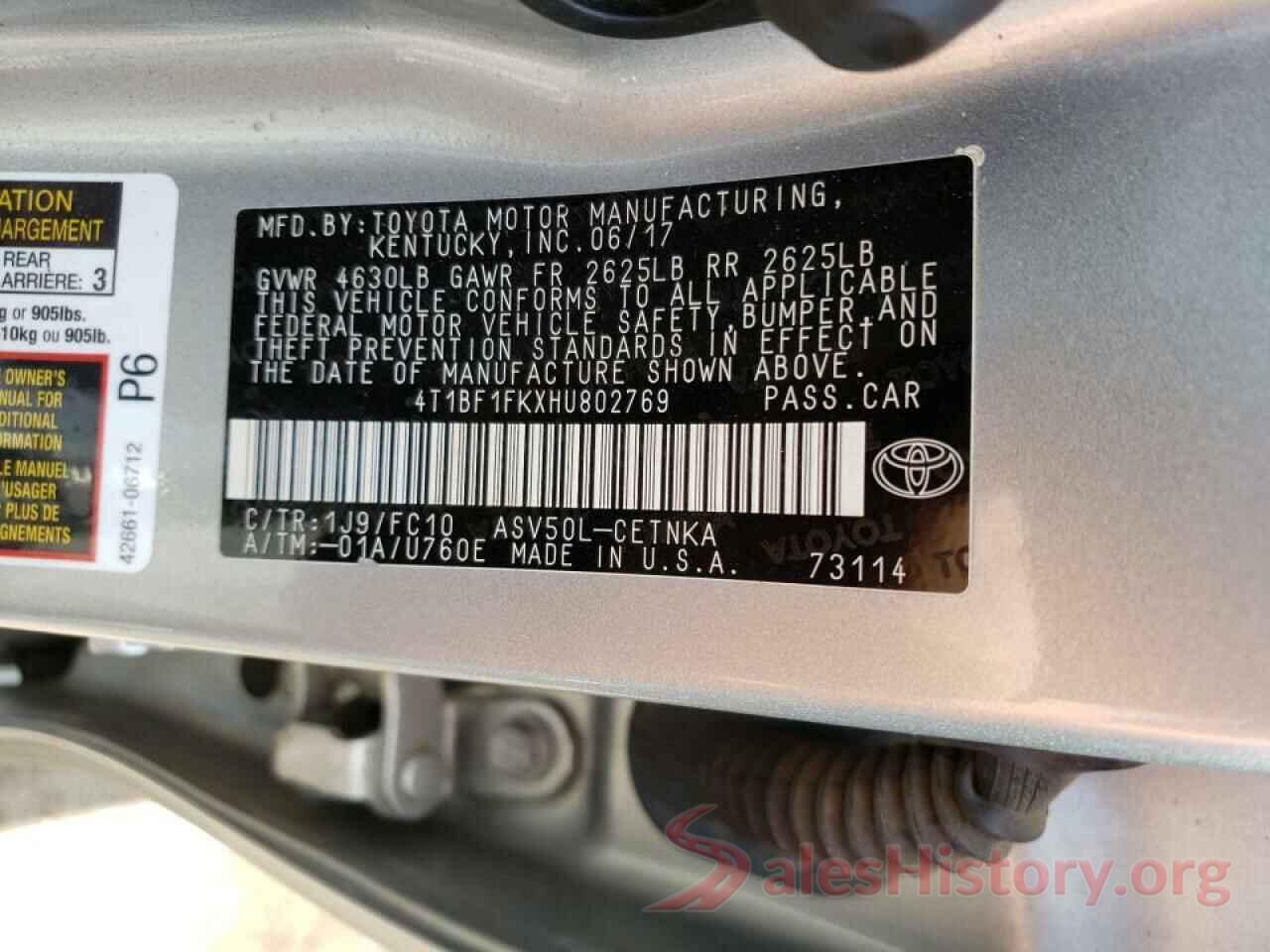 4T1BF1FKXHU802769 2017 TOYOTA CAMRY