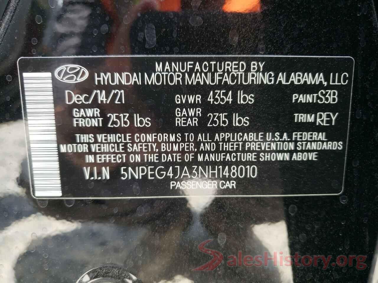 5NPEG4JA3NH148010 2022 HYUNDAI SONATA