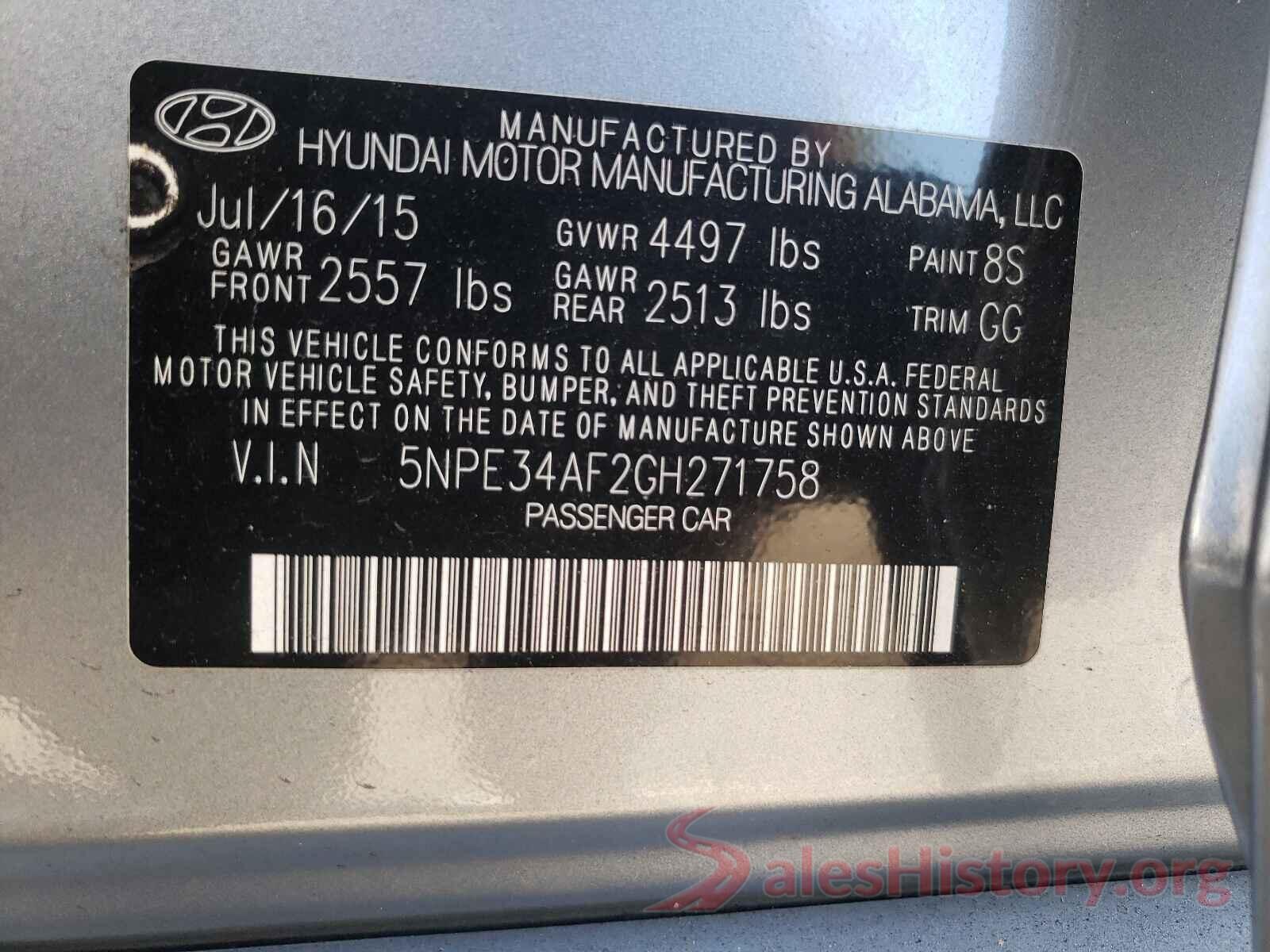 5NPE34AF2GH271758 2016 HYUNDAI SONATA