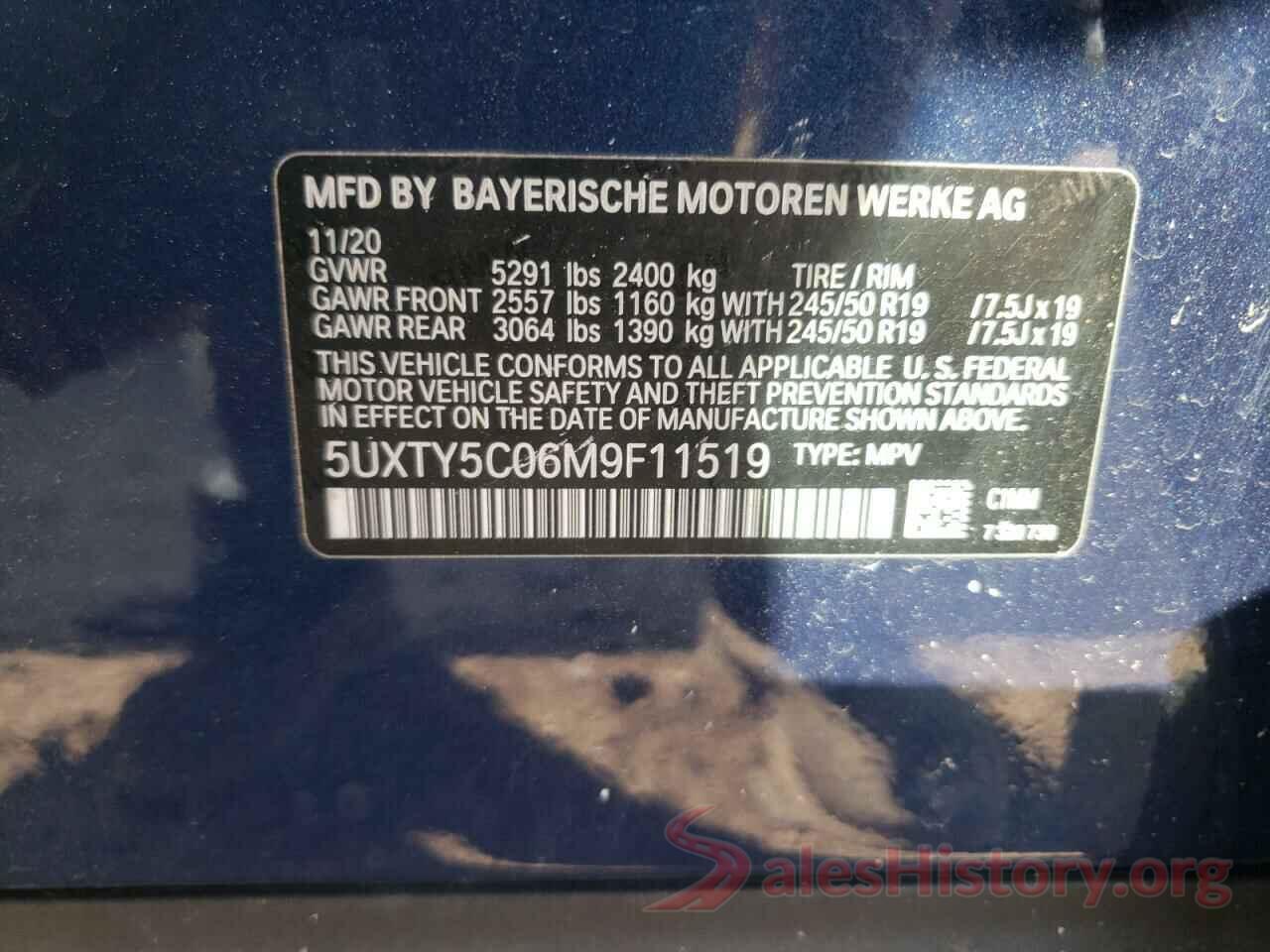 5UXTY5C06M9F11519 2021 BMW X3