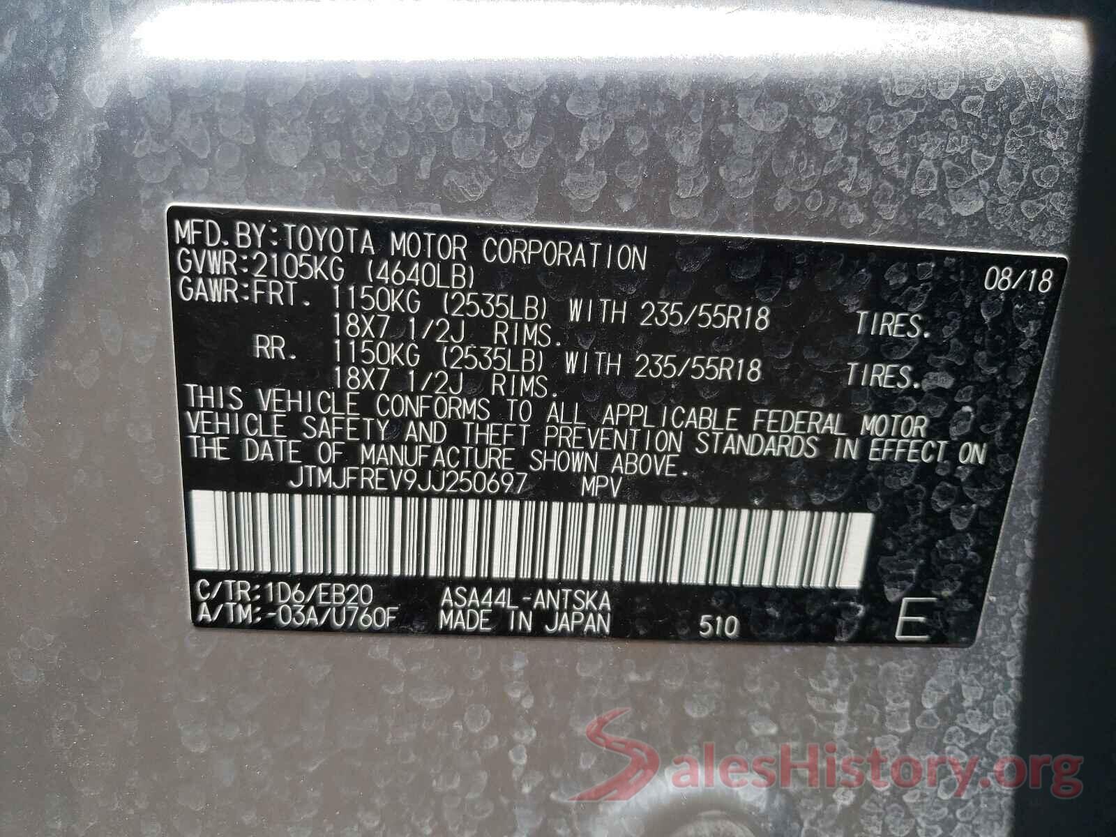 JTMJFREV9JJ250697 2018 TOYOTA RAV4