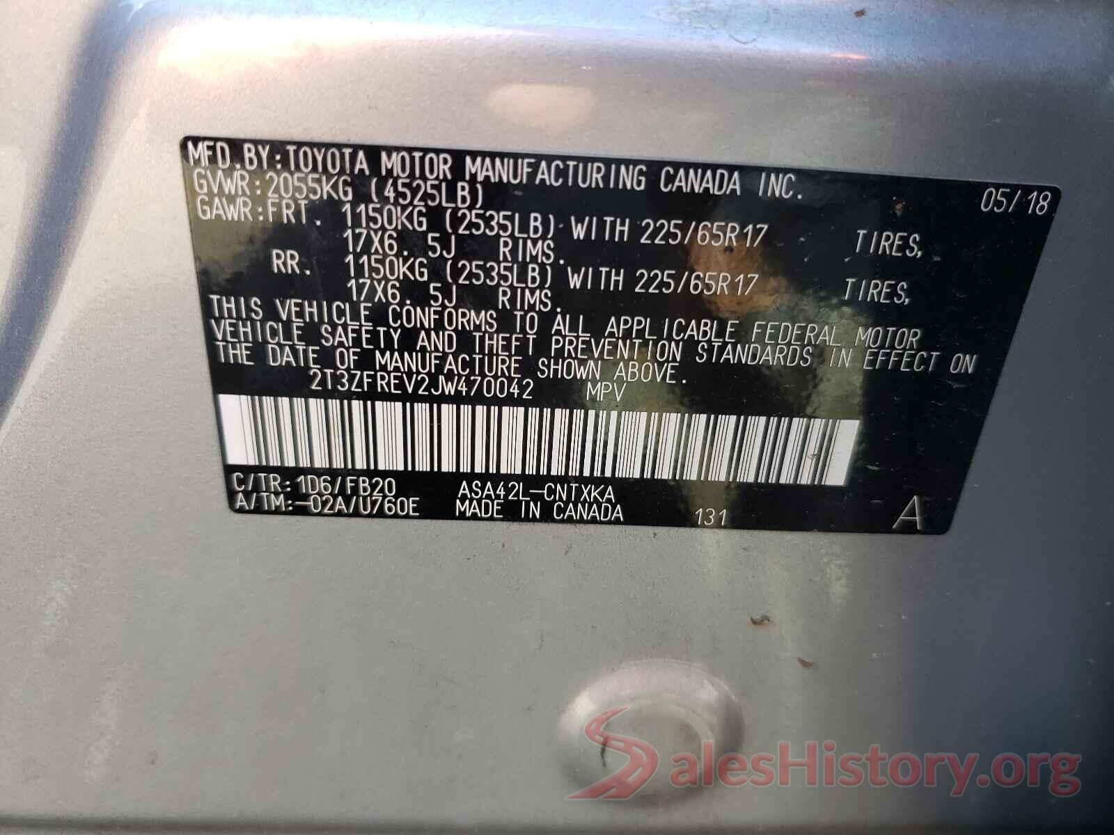 2T3ZFREV2JW470042 2018 TOYOTA RAV4