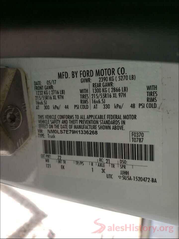 NM0LS7E79H1336268 2017 FORD TRANSIT CO