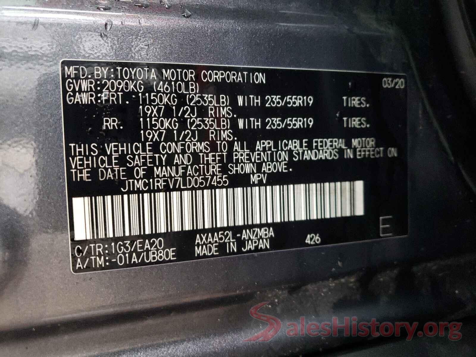 JTMC1RFV7LD057455 2020 TOYOTA RAV4