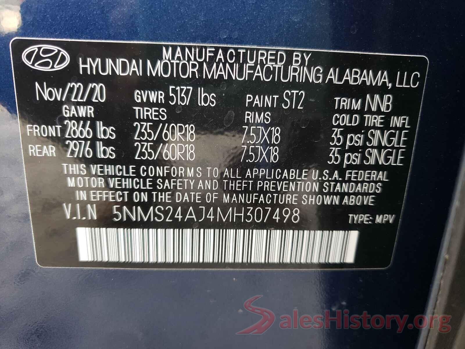 5NMS24AJ4MH307498 2021 HYUNDAI SANTA FE