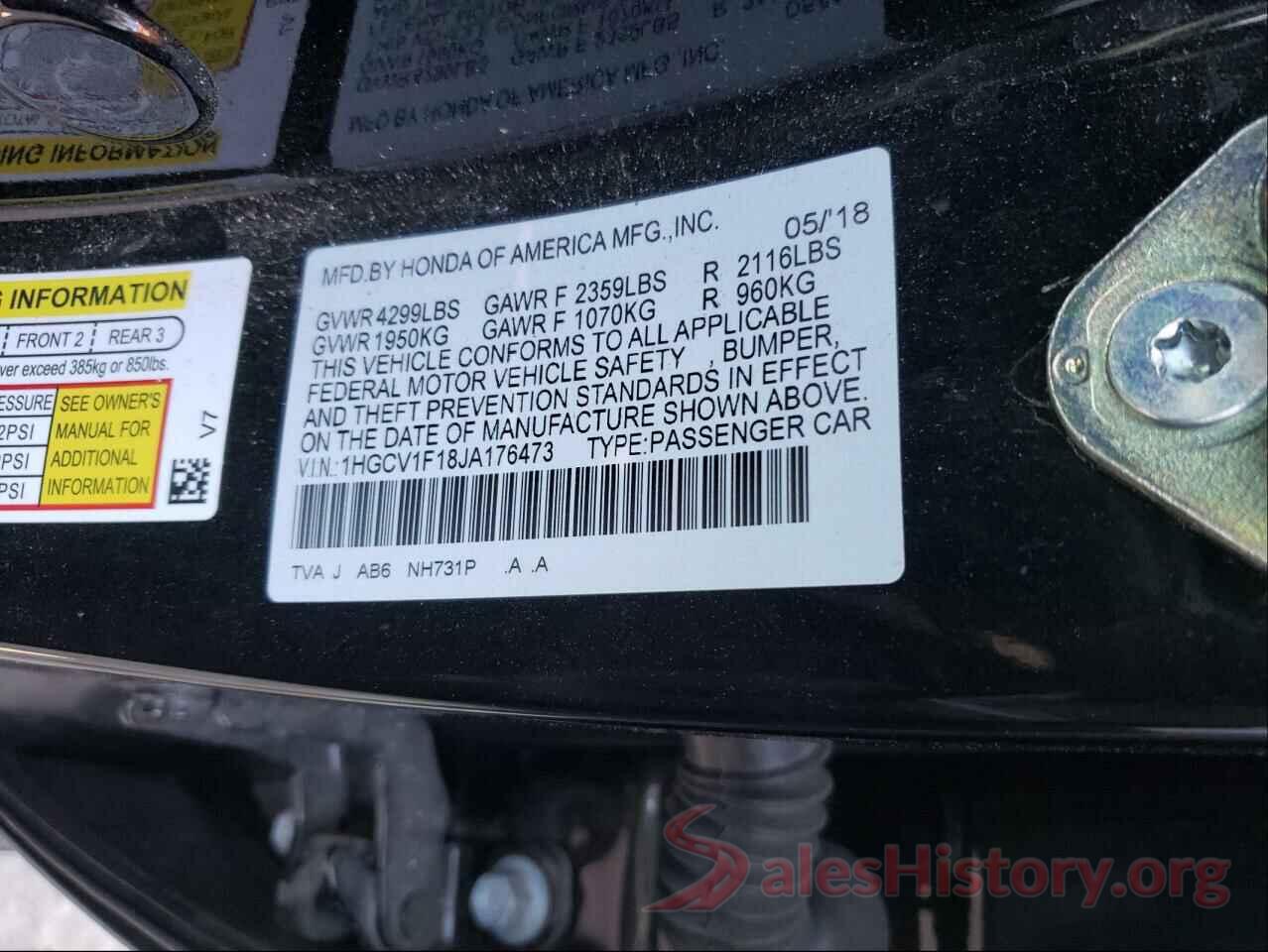 1HGCV1F18JA176473 2018 HONDA ACCORD