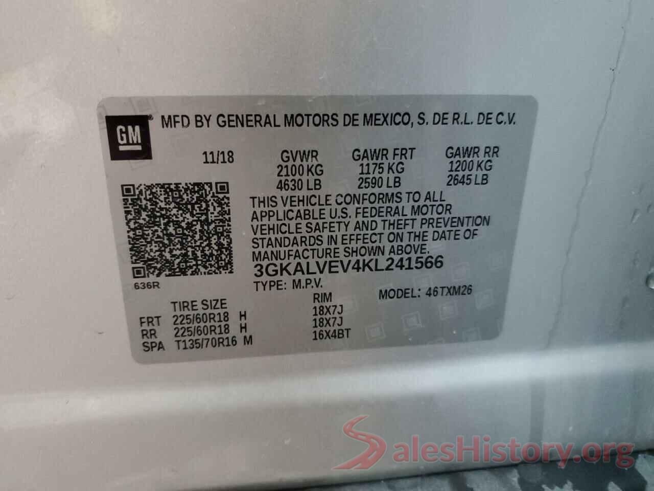 3GKALVEV4KL241566 2019 GMC TERRAIN