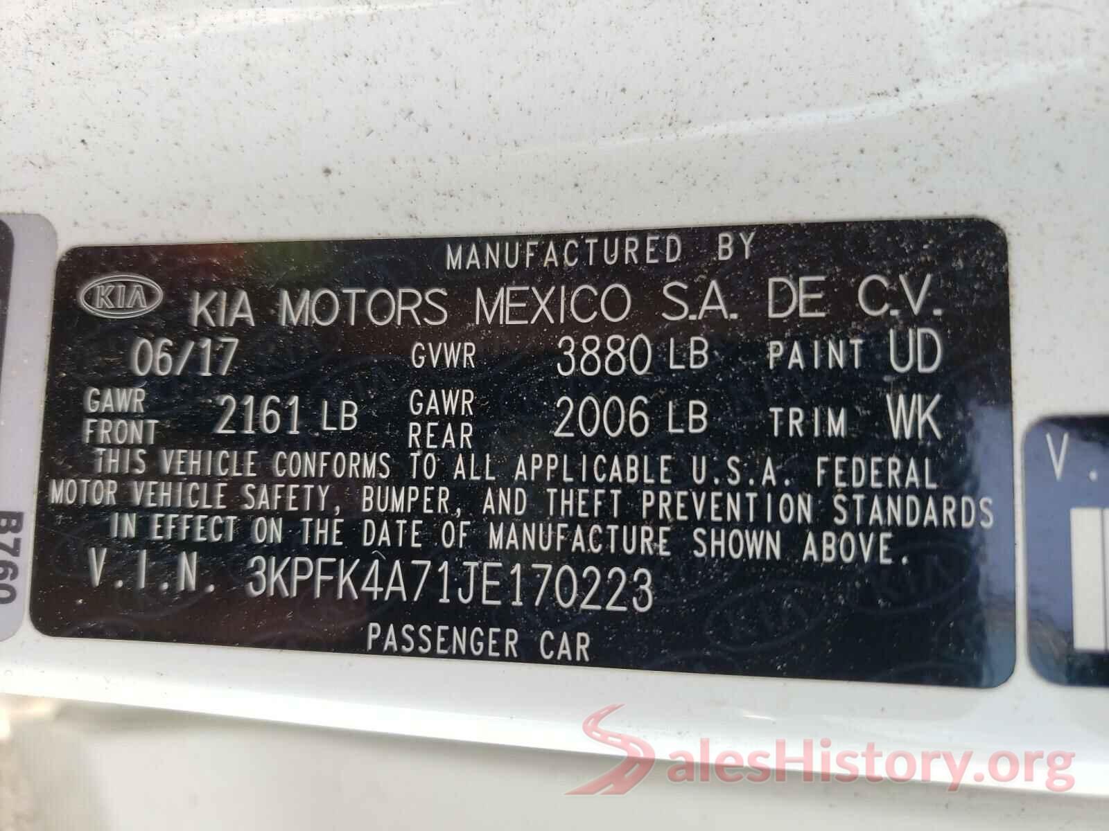 3KPFK4A71JE170223 2018 KIA FORTE