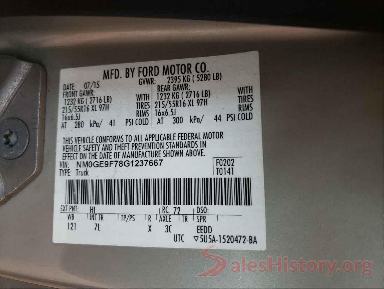 NM0GE9F78G1237667 2016 FORD TRANSIT CO