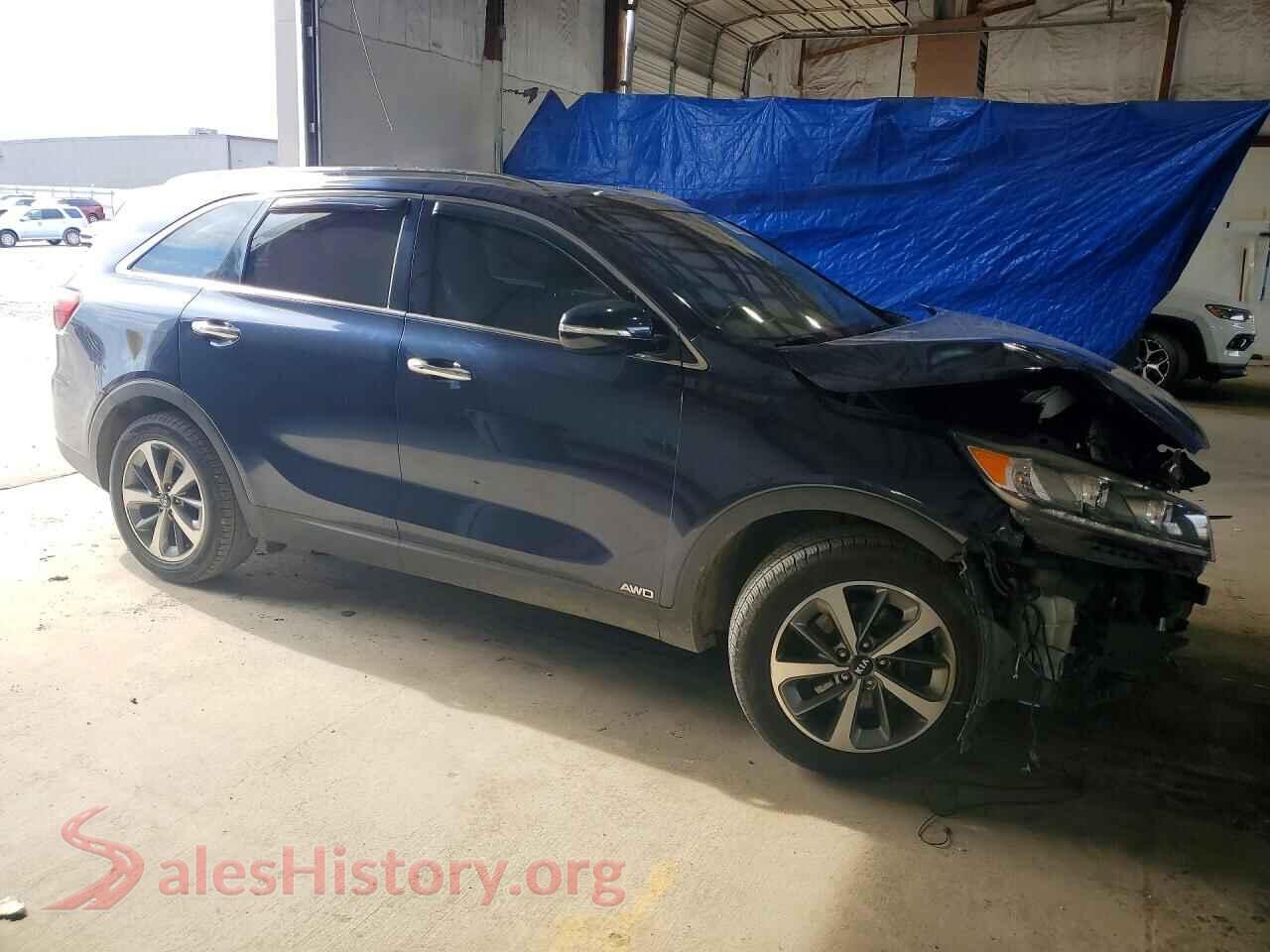 2019 KIA SORENTO VIN 5XYPHDA50KG455727, rear 3/4 view