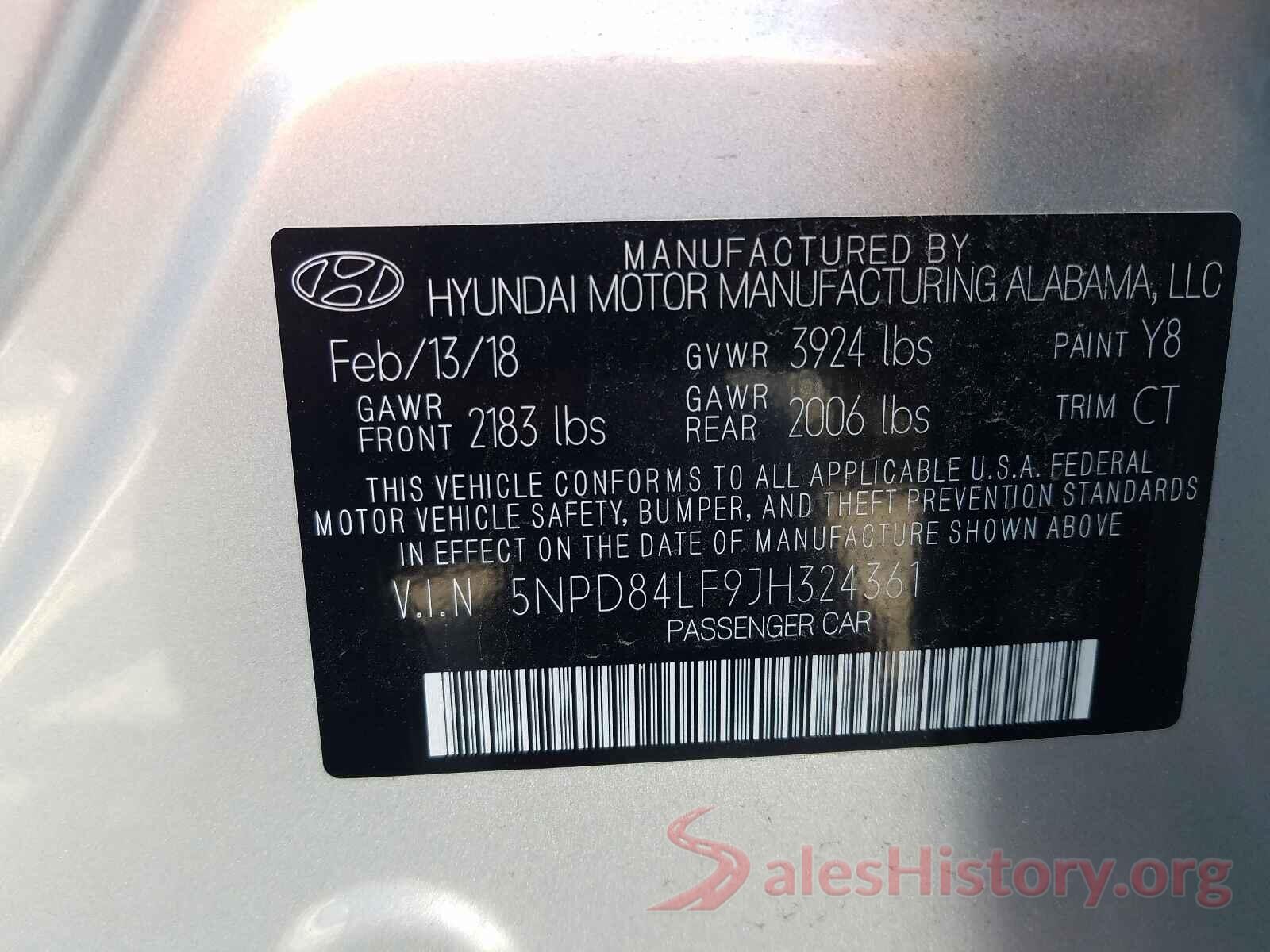 5NPD84LF9JH324361 2018 HYUNDAI ELANTRA