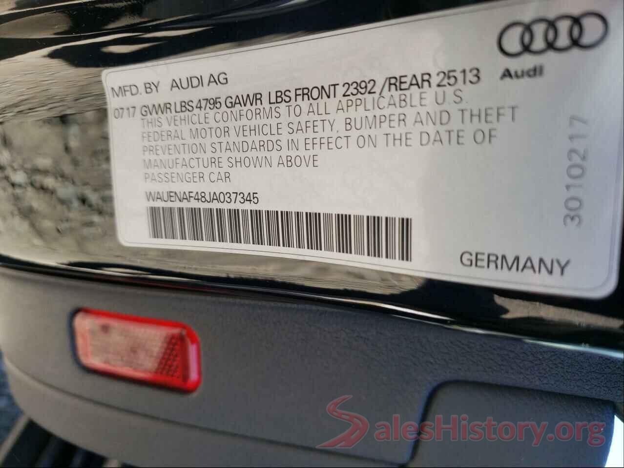 WAUENAF48JA037345 2018 AUDI A4