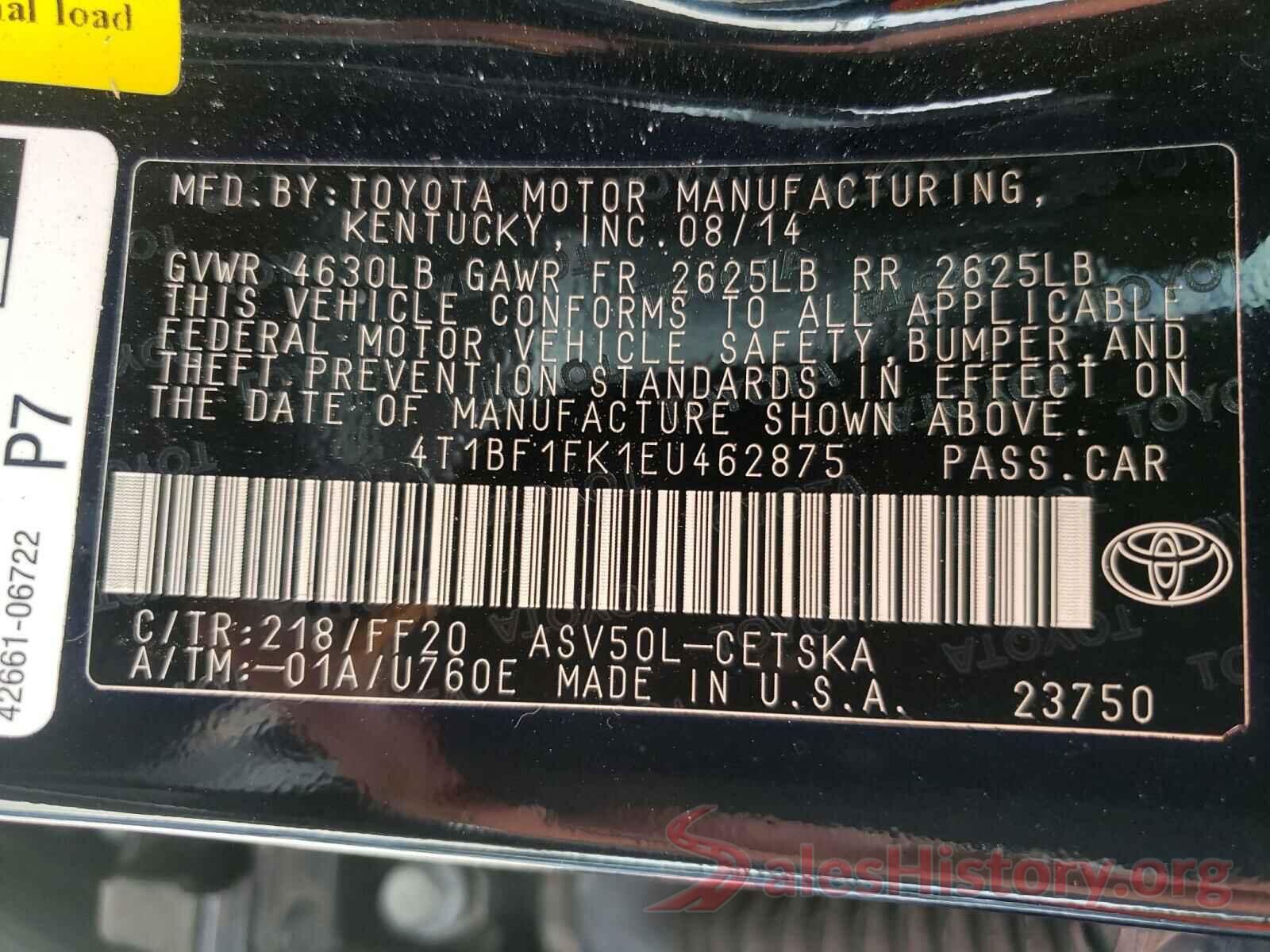 4T1BF1FK1EU462875 2014 TOYOTA CAMRY