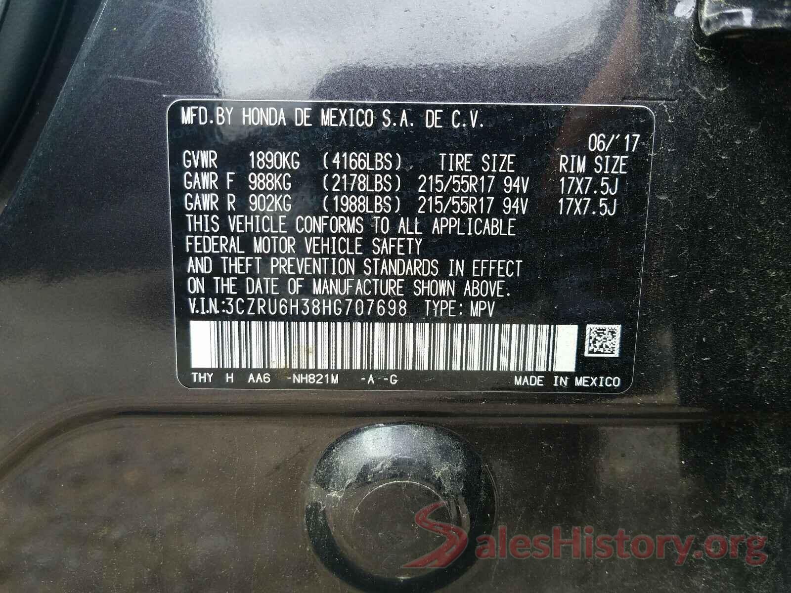 3CZRU6H38HG707698 2017 HONDA HR-V