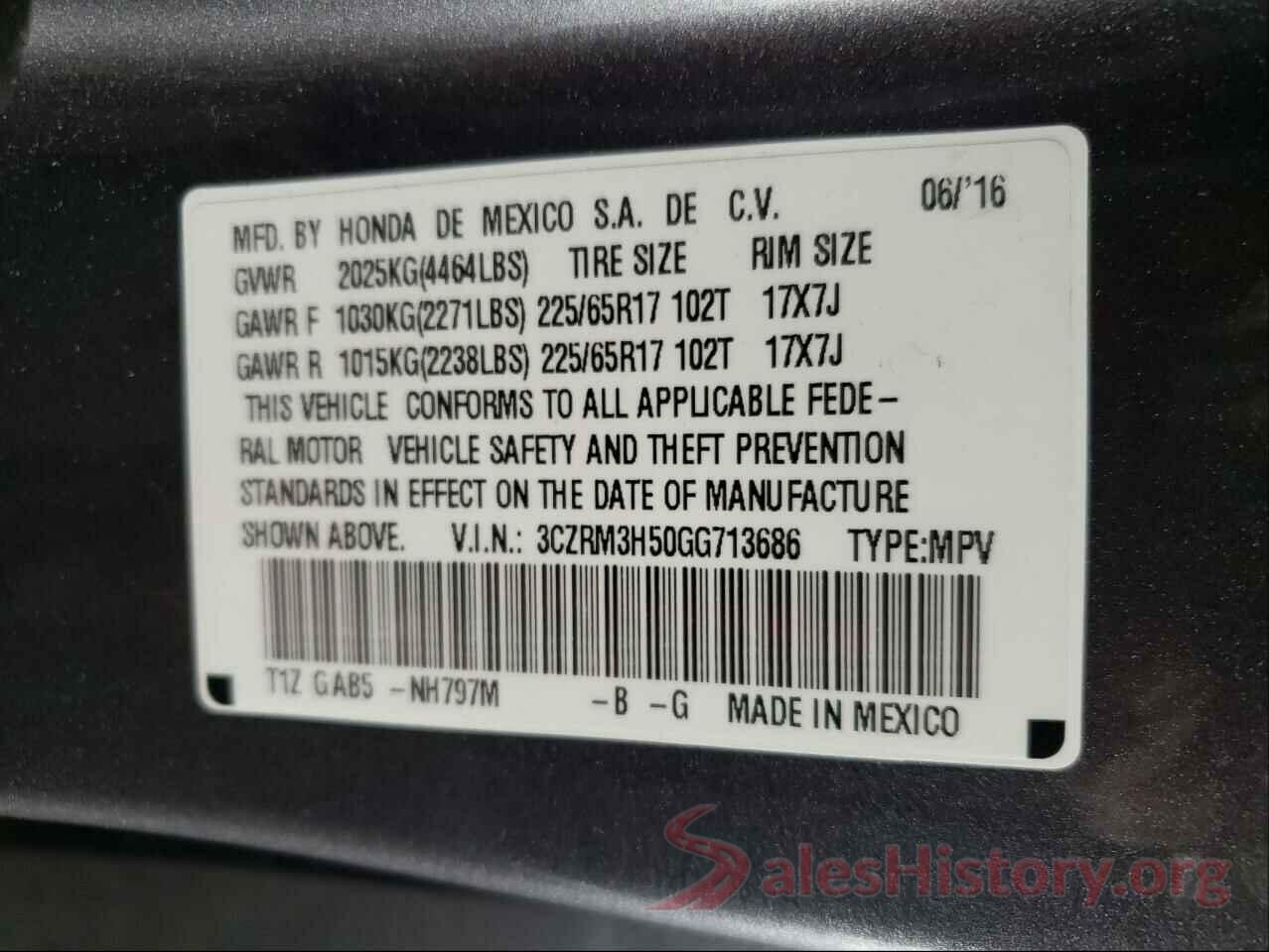 3CZRM3H50GG713686 2016 HONDA CRV