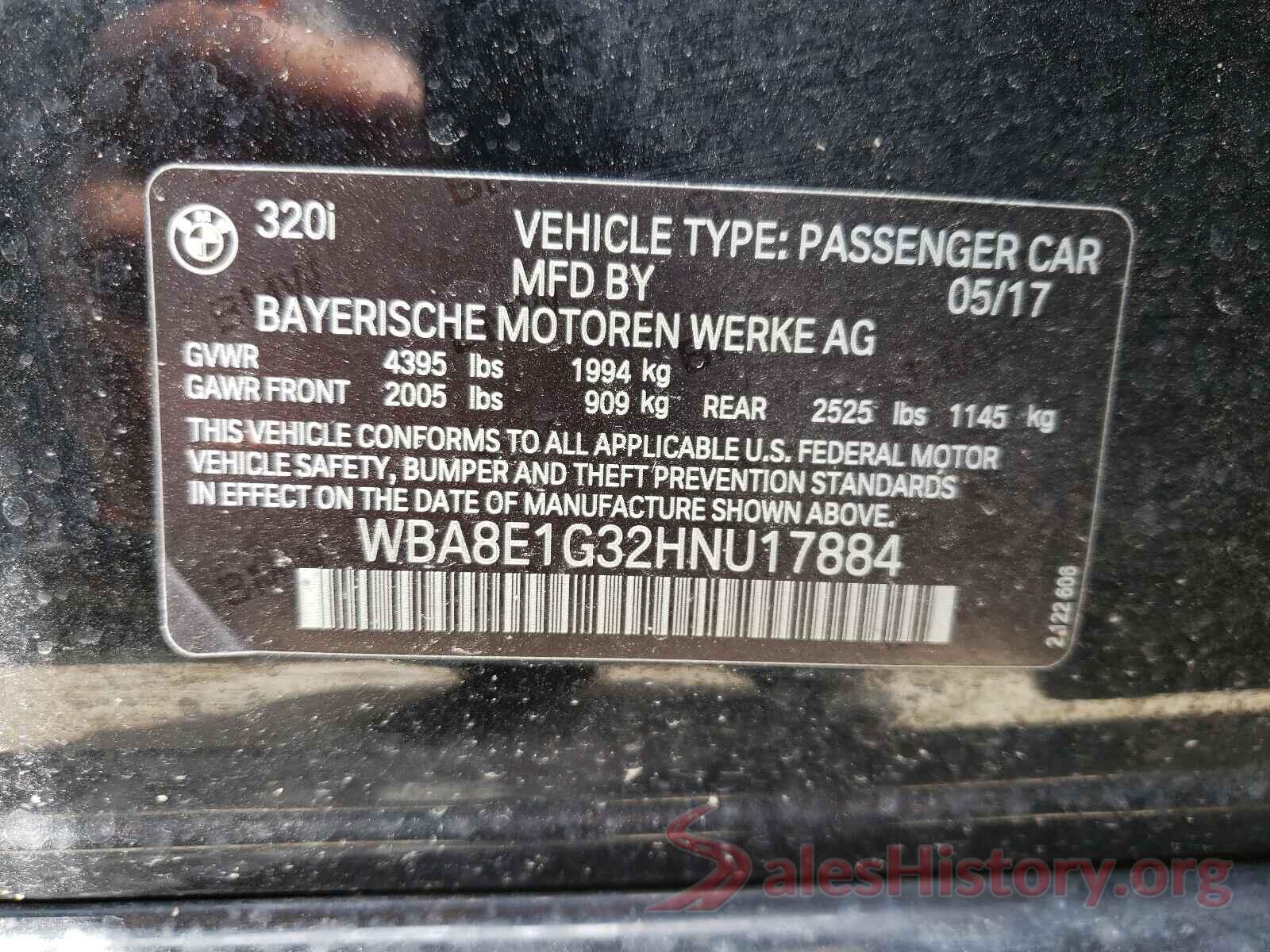 WBA8E1G32HNU17884 2017 BMW 3 SERIES