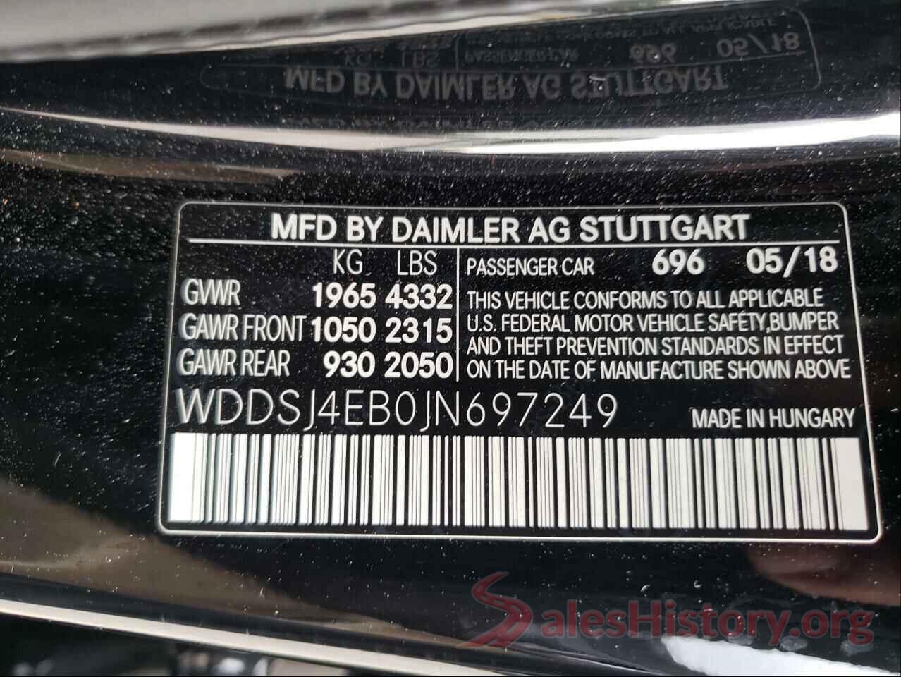 WDDSJ4EB0JN697249 2018 MERCEDES-BENZ C CLASS