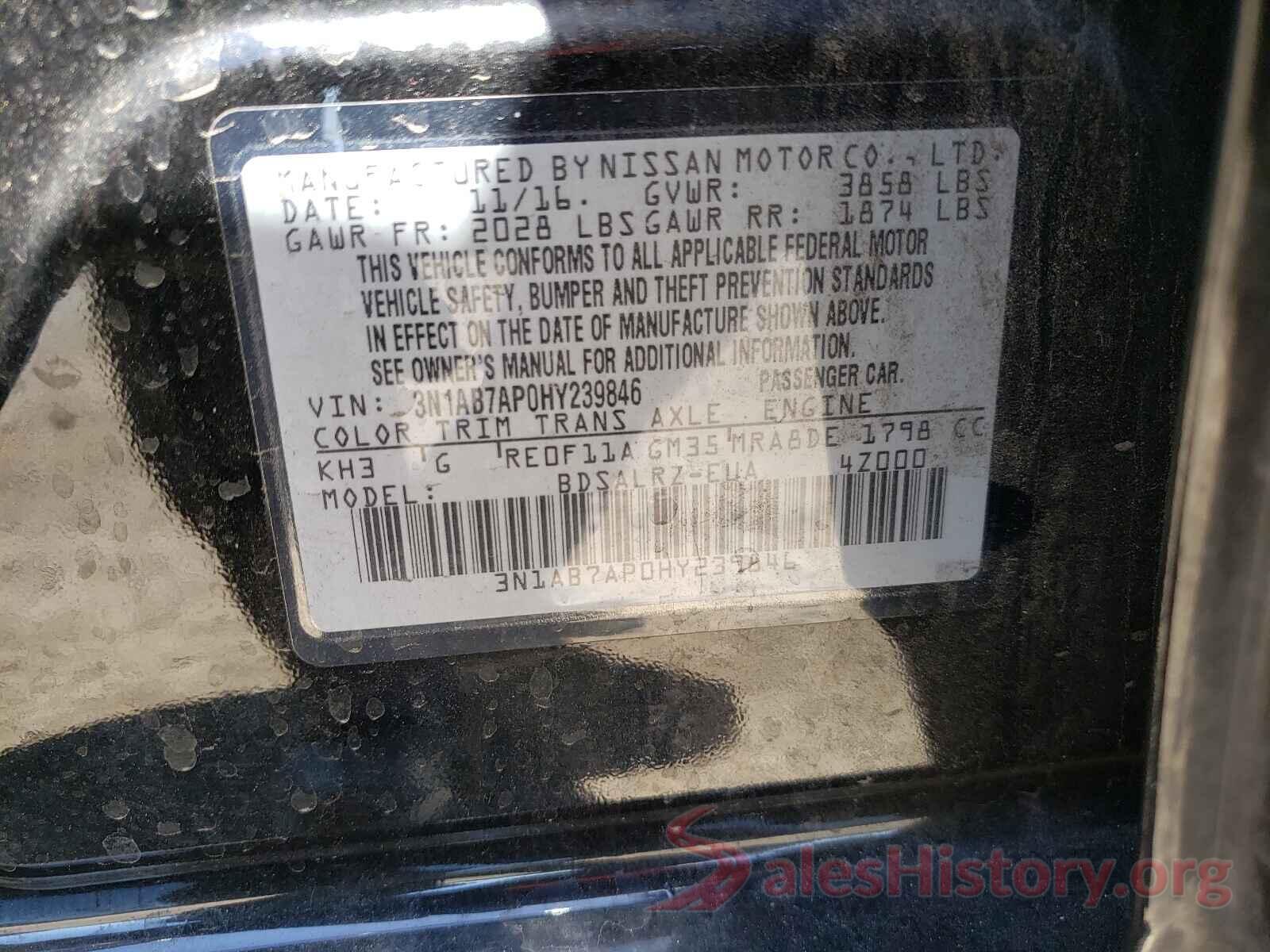 3N1AB7AP0HY239846 2017 NISSAN SENTRA