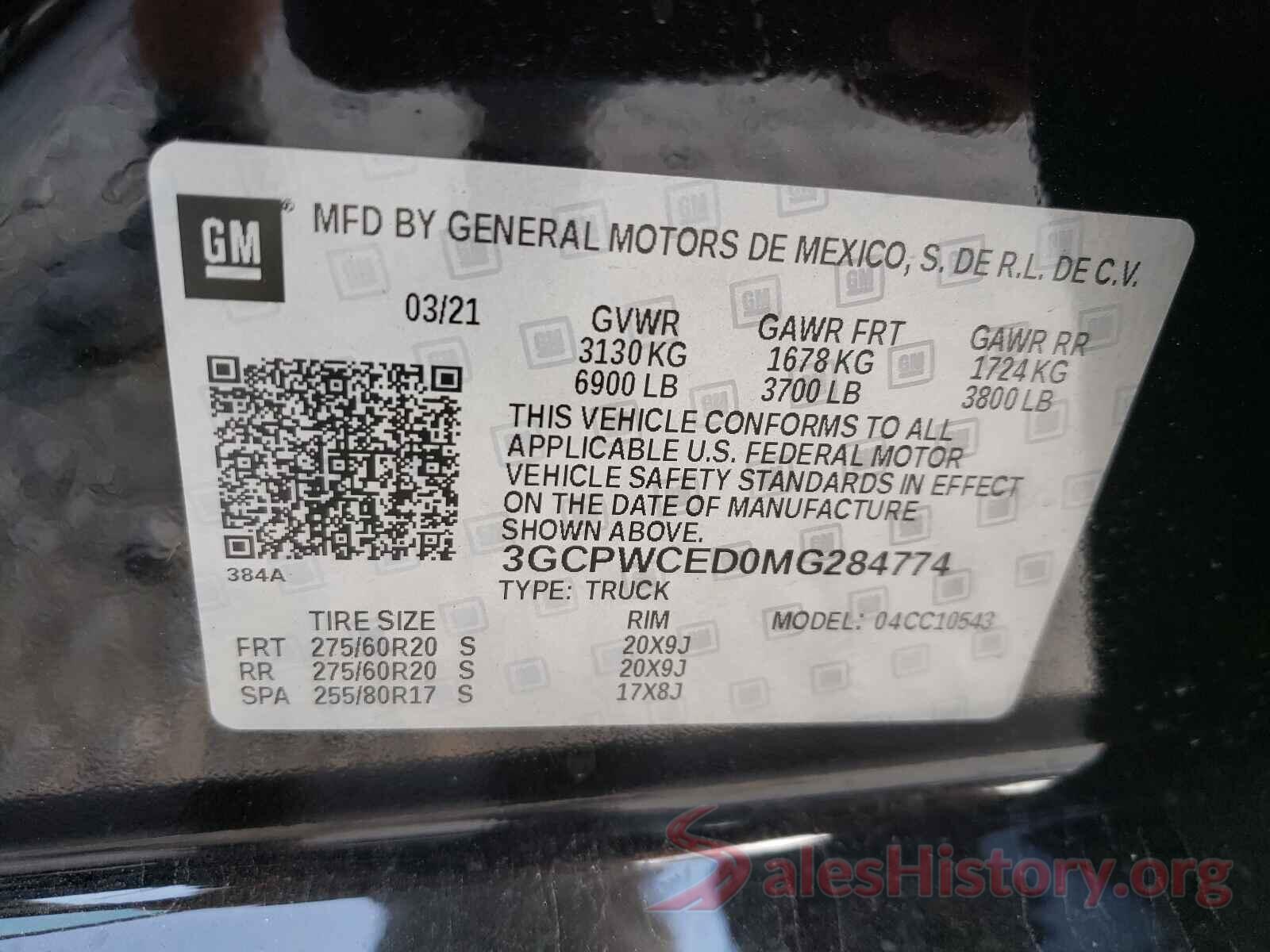 3GCPWCED0MG284774 2021 CHEVROLET SILVERADO