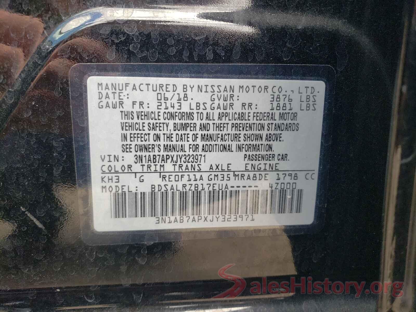 3N1AB7APXJY323971 2018 NISSAN SENTRA