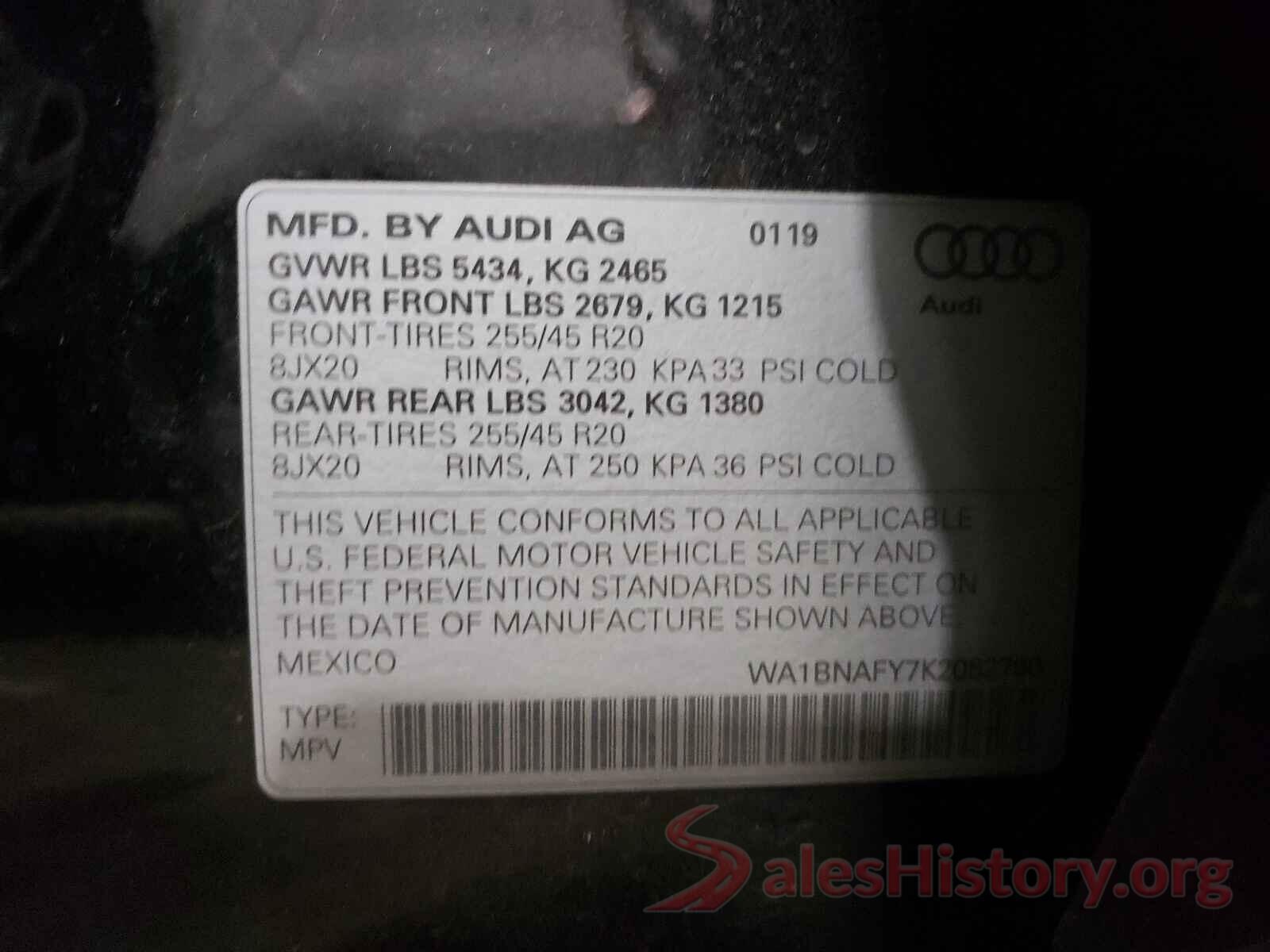 WA1BNAFY7K2052790 2019 AUDI Q5