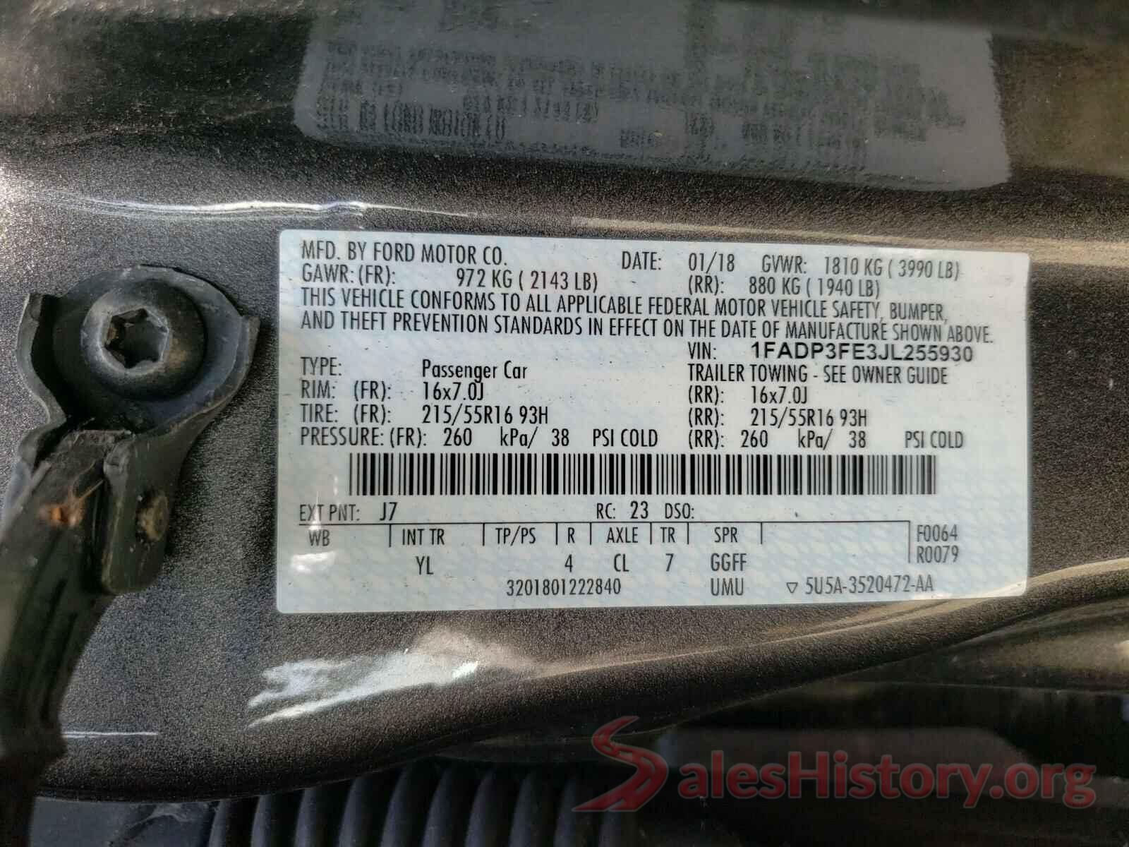 1FADP3FE3JL255930 2018 FORD FOCUS