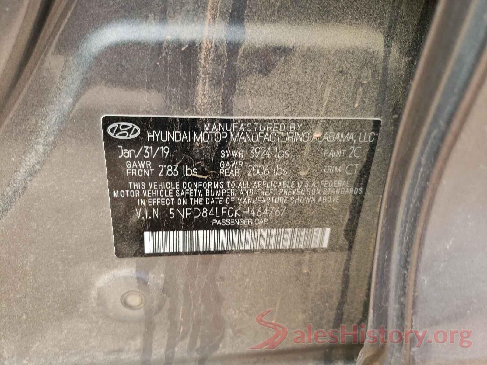 5NPD84LF0KH464767 2019 HYUNDAI ELANTRA