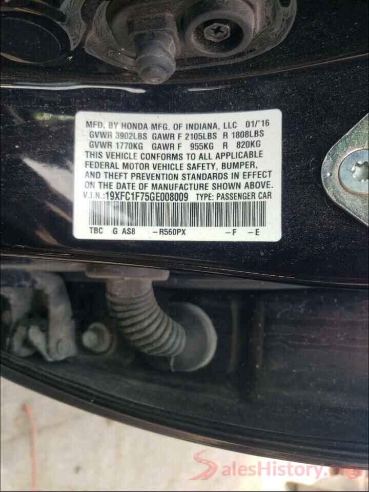 19XFC1F75GE008009 2016 HONDA CIVIC