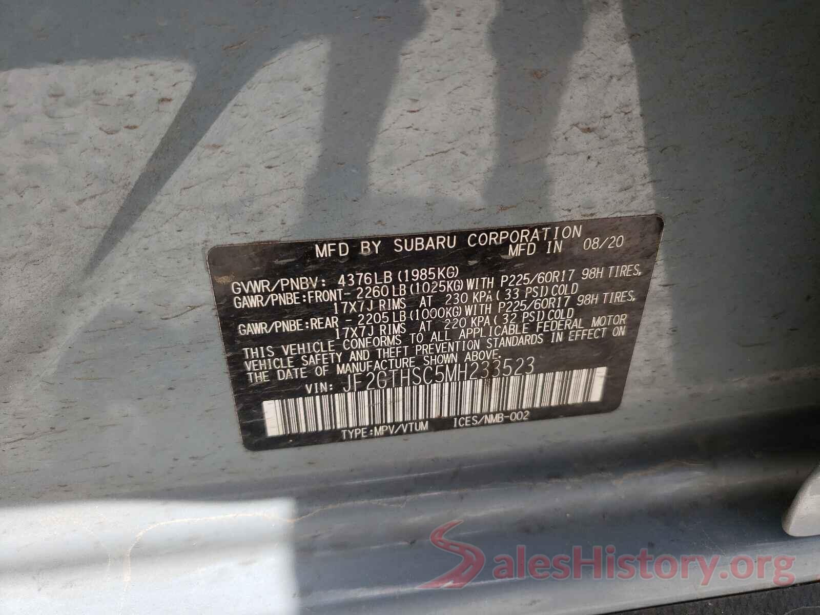 JF2GTHSC5MH233523 2021 SUBARU CROSSTREK