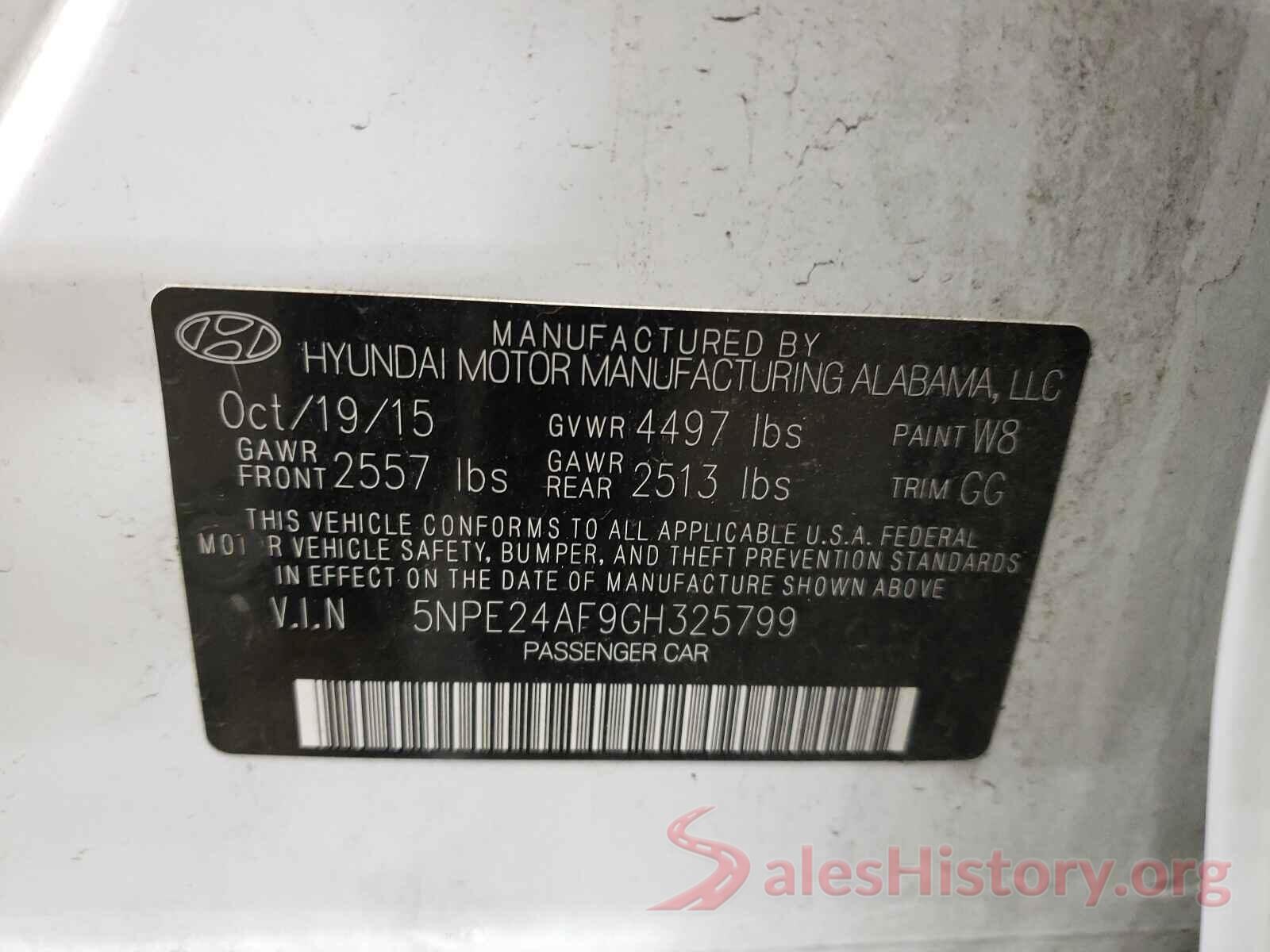 5NPE24AF9GH325799 2016 HYUNDAI SONATA