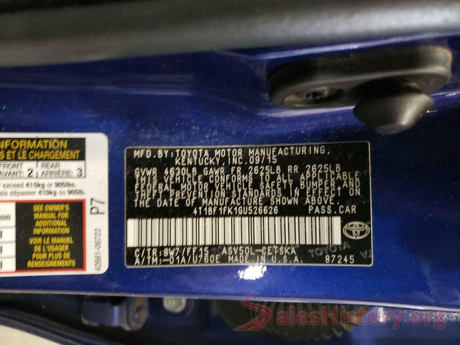 4T1BF1FK1GU526626 2016 TOYOTA CAMRY