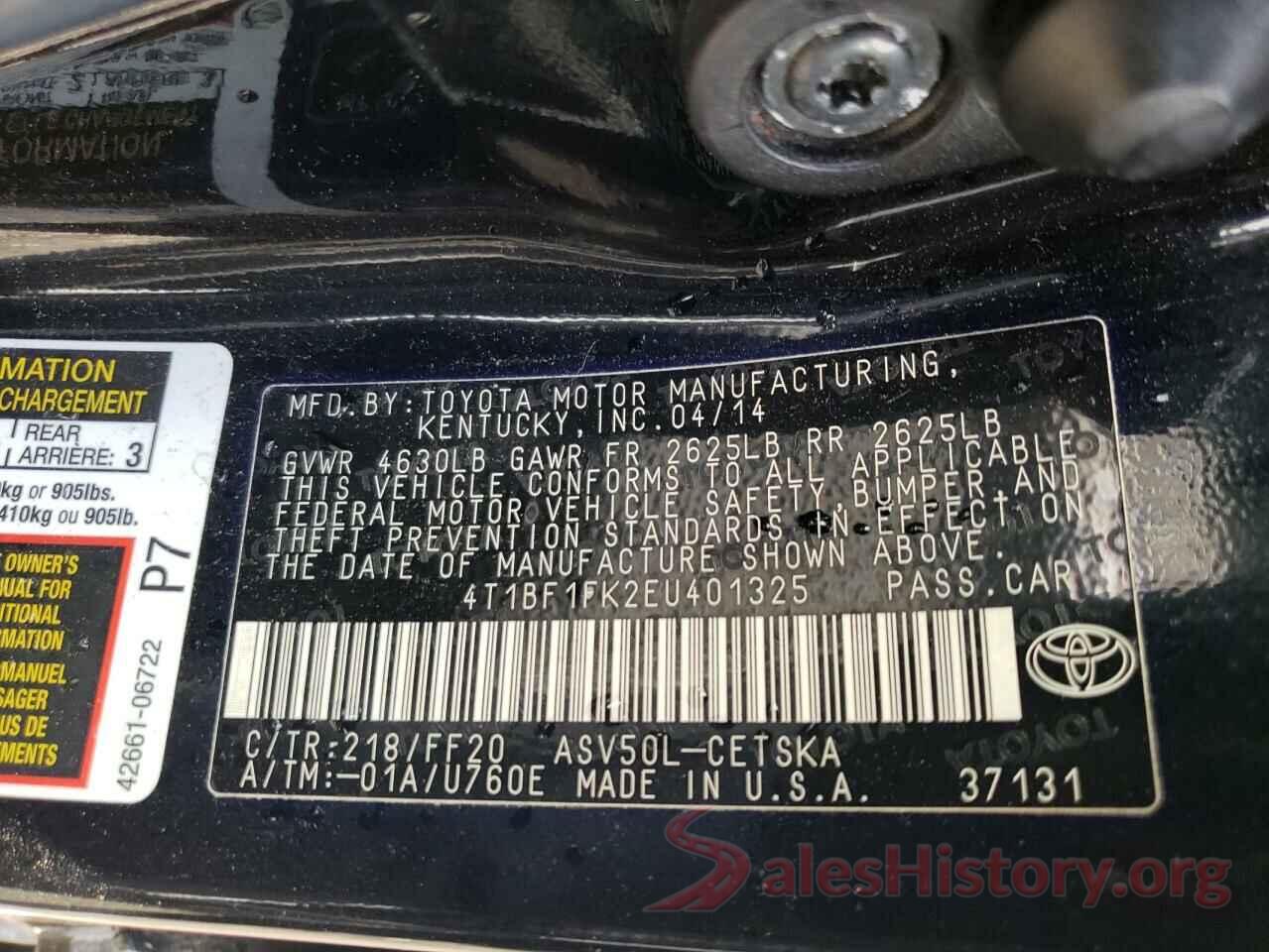 4T1BF1FK2EU401325 2014 TOYOTA CAMRY