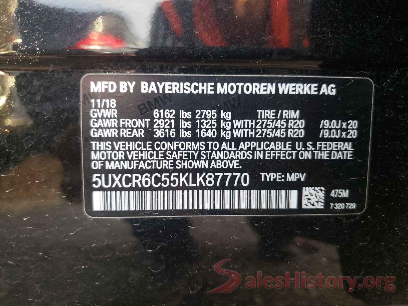 5UXCR6C55KLK87770 2019 BMW X5