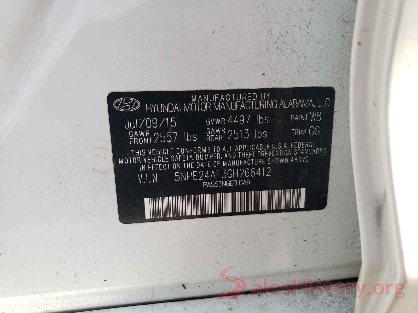 5NPE24AF3GH266412 2016 HYUNDAI SONATA