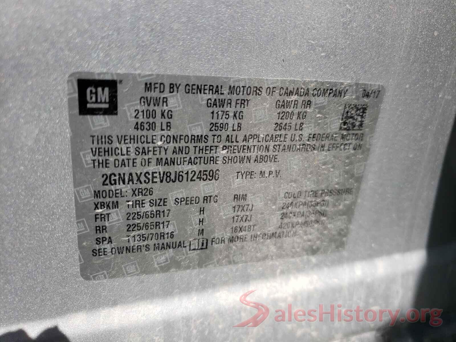 2GNAXSEV8J6124596 2018 CHEVROLET EQUINOX