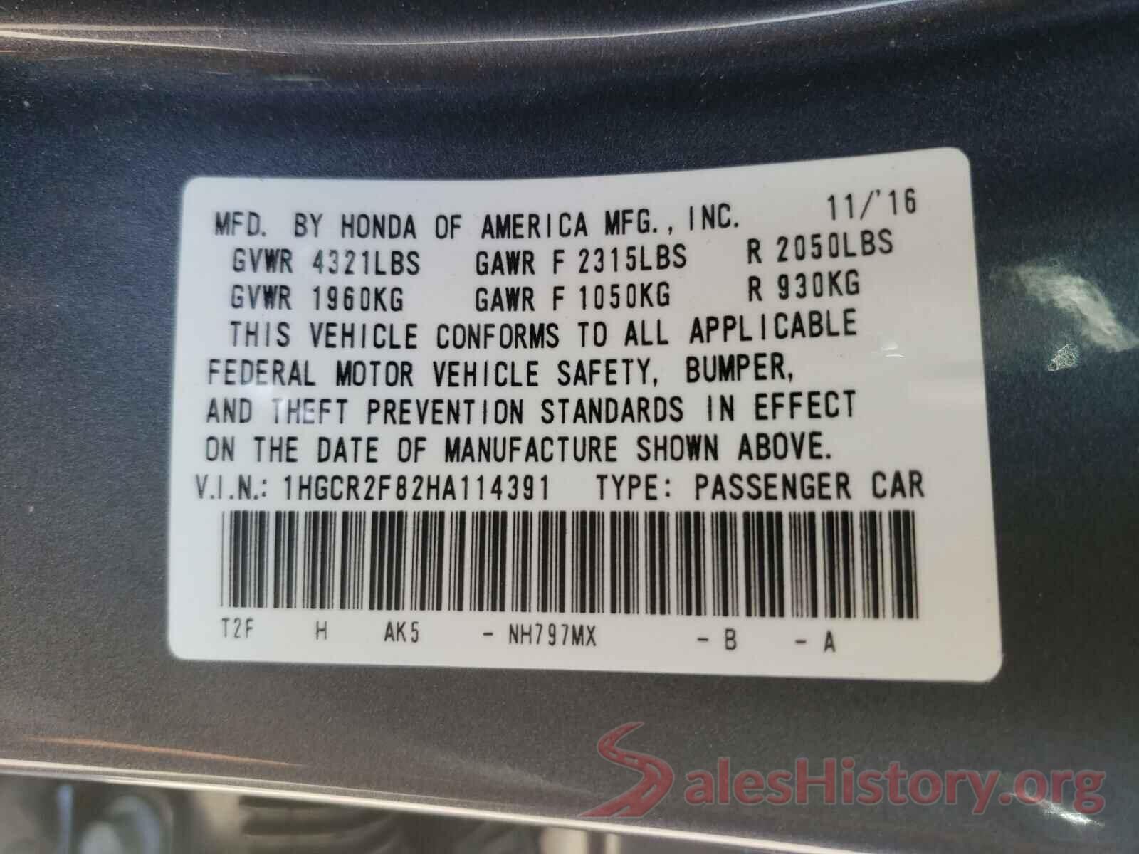 1HGCR2F82HA114391 2017 HONDA ACCORD