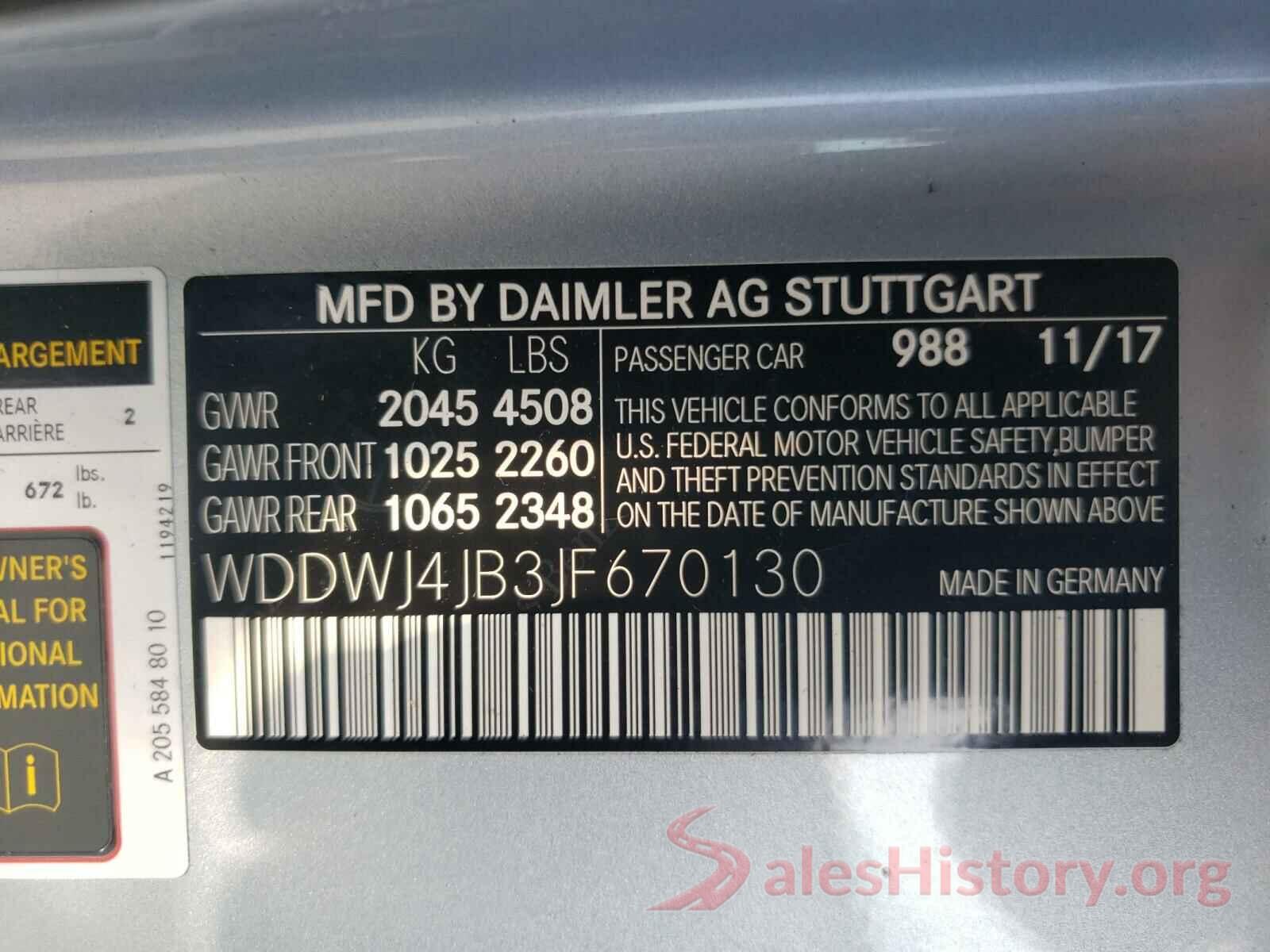 WDDWJ4JB3JF670130 2018 MERCEDES-BENZ C CLASS